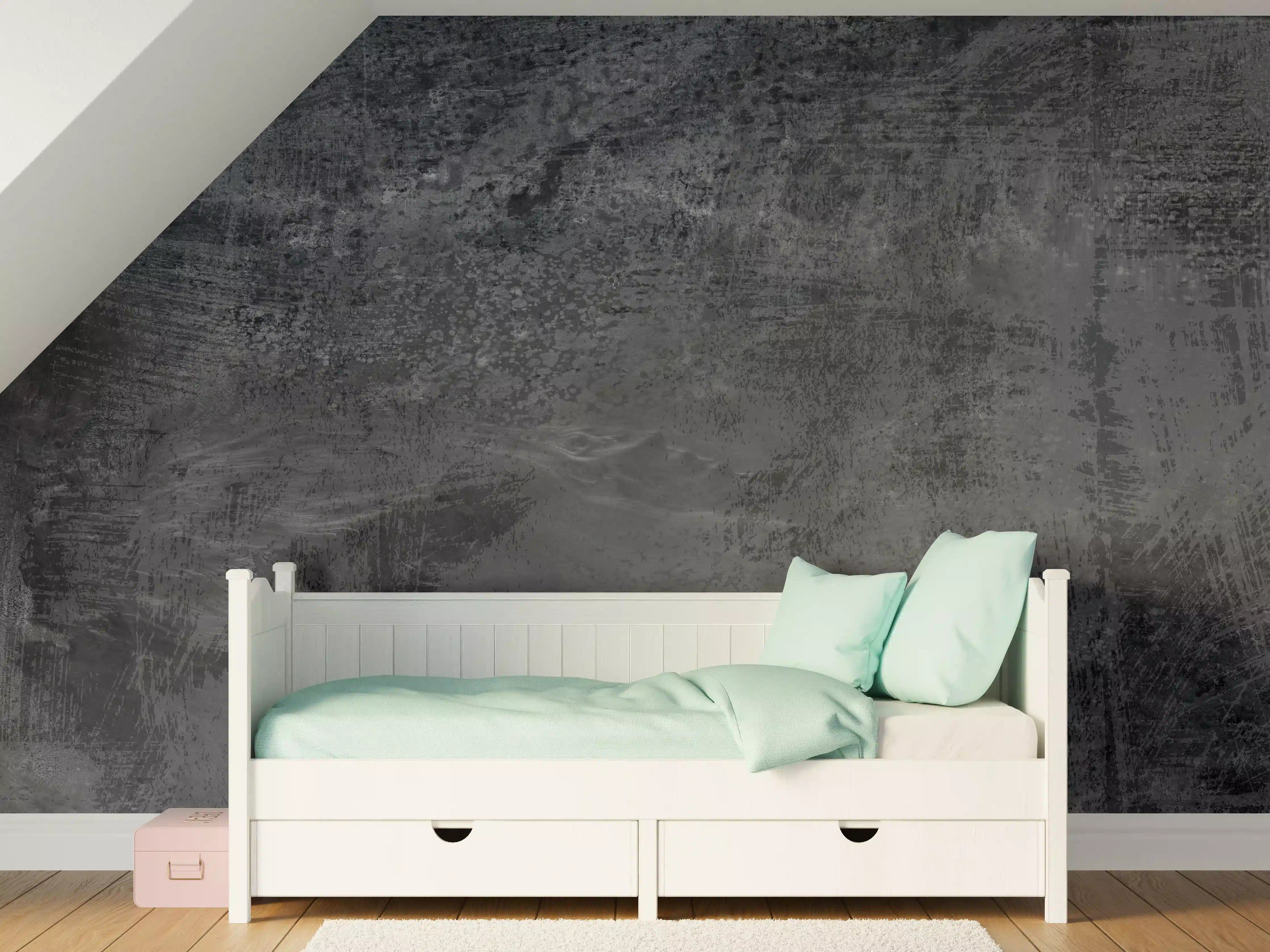 Kinderzimmer Wandgestaltung - Dunkelgrauer Zement-Hintergrund