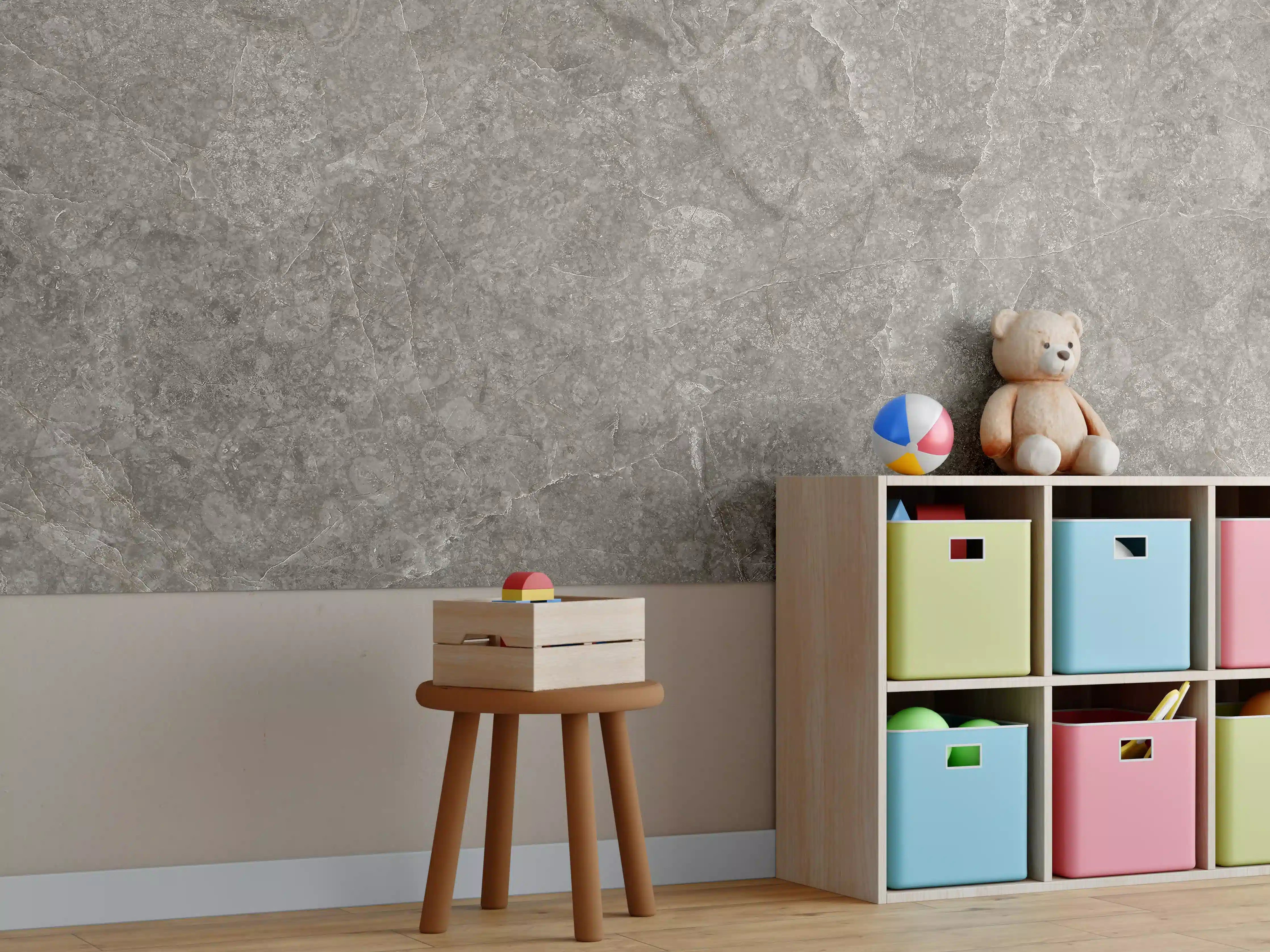 Kinderzimmer Wandgestaltung - Dunkle Marmor Stein Textur