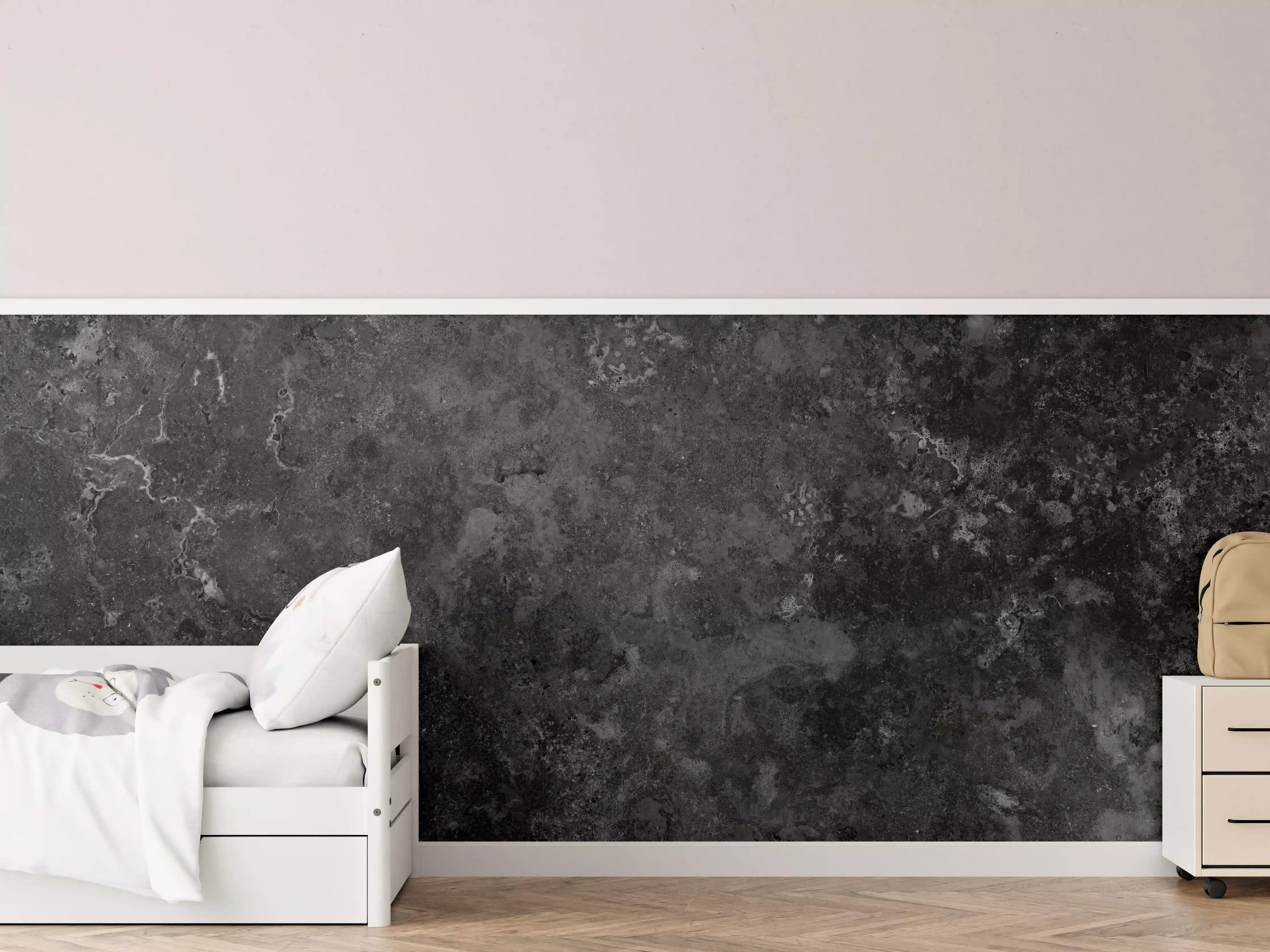 Kinderzimmer Wandgestaltung - Dunkle Marmorstruktur im Nahaufnahme