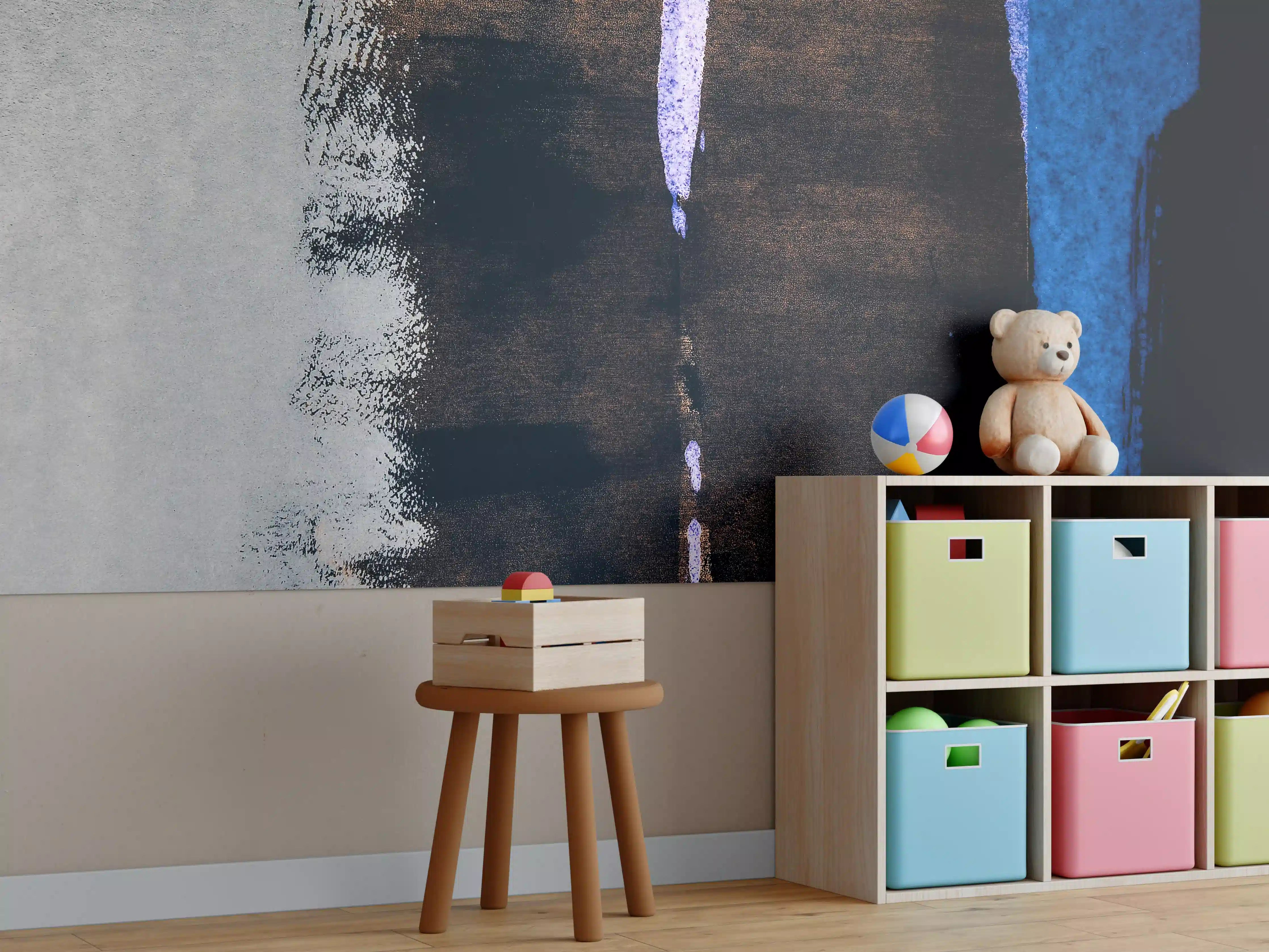 Kinderzimmer Wandgestaltung - Dunkle Reflexion Abstrakte Kunst