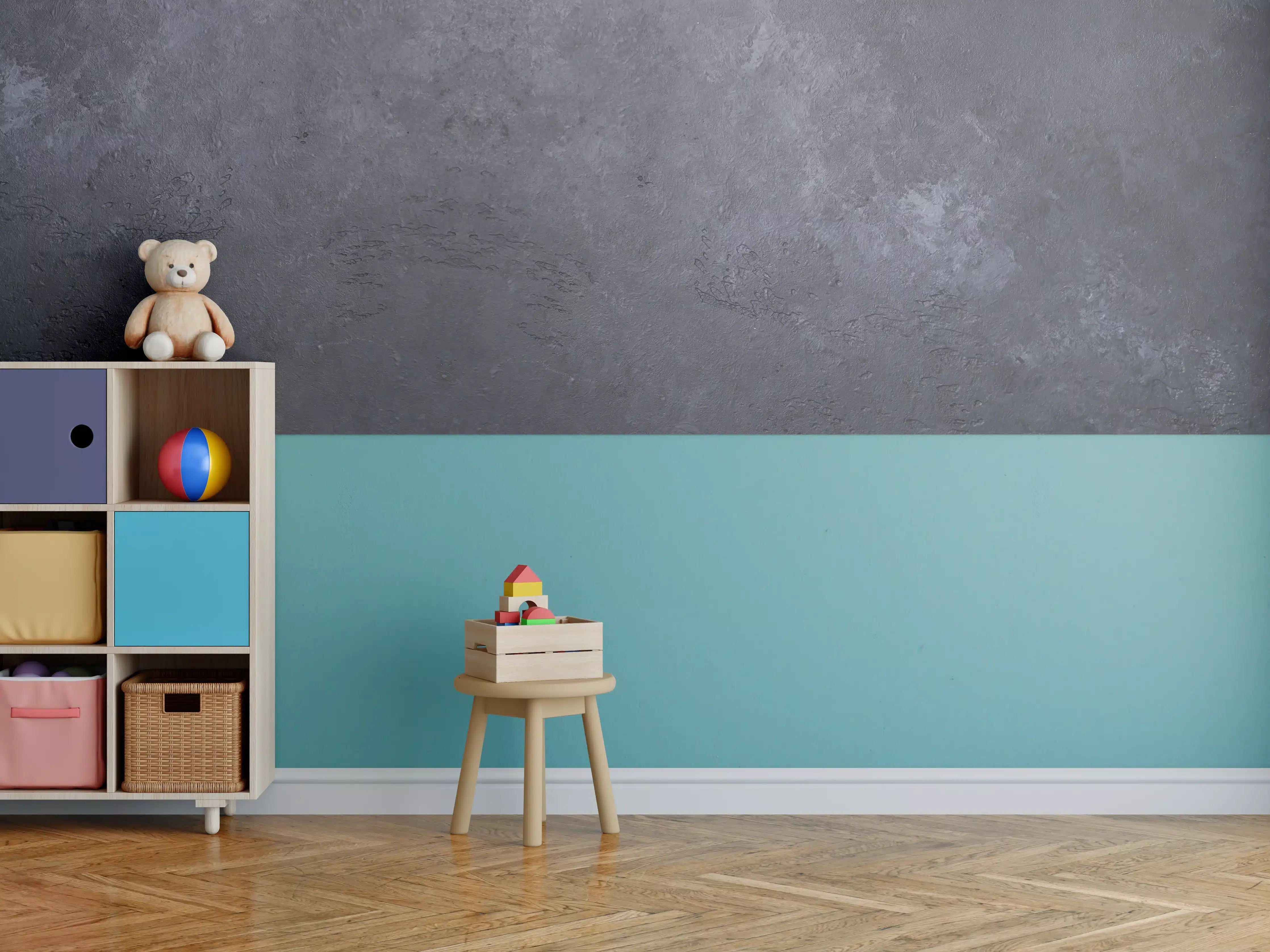 Kinderzimmer Wandgestaltung - Dunkle Steintextur