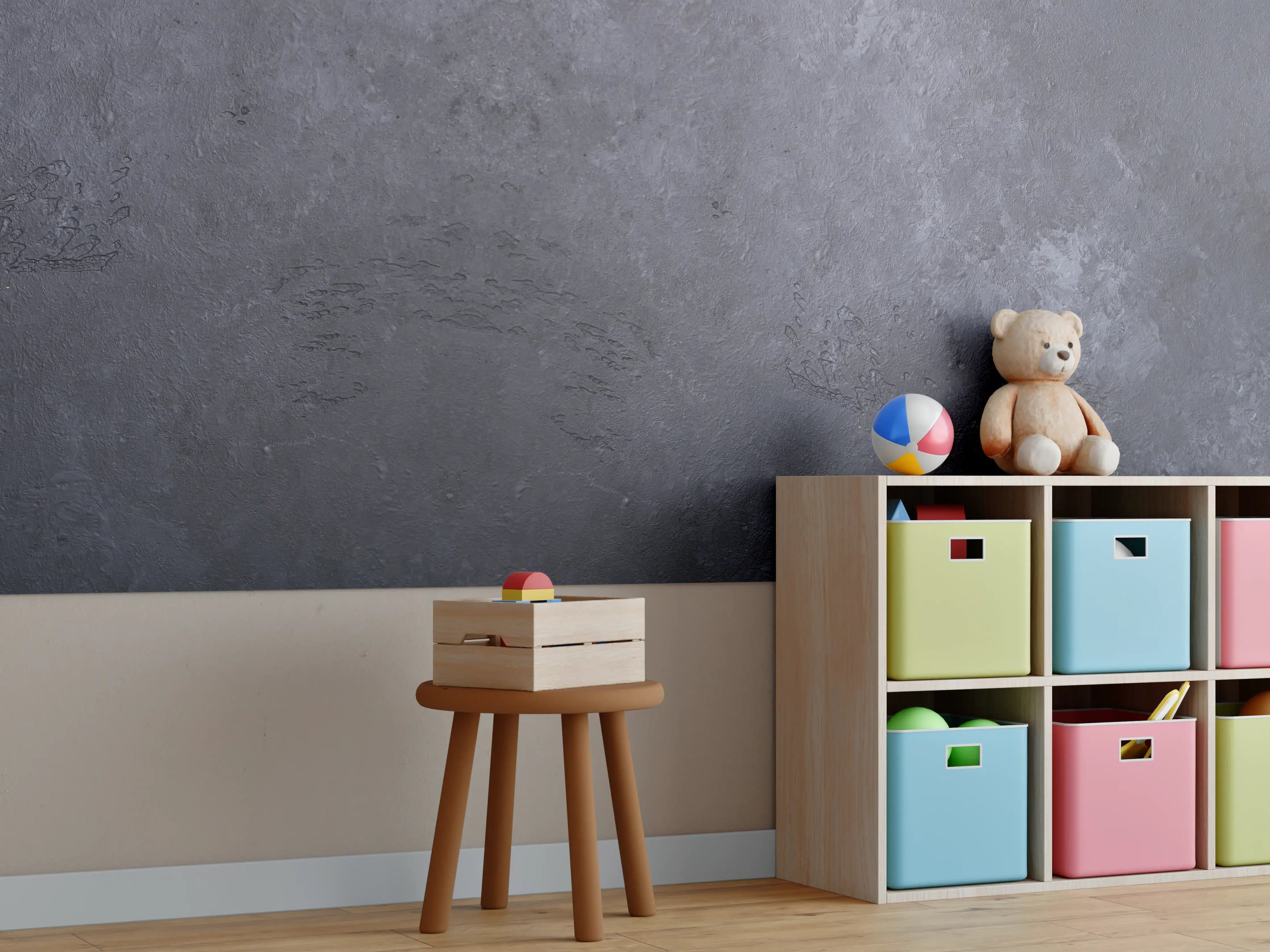 Kinderzimmer Wandgestaltung - Dunkle Steintextur