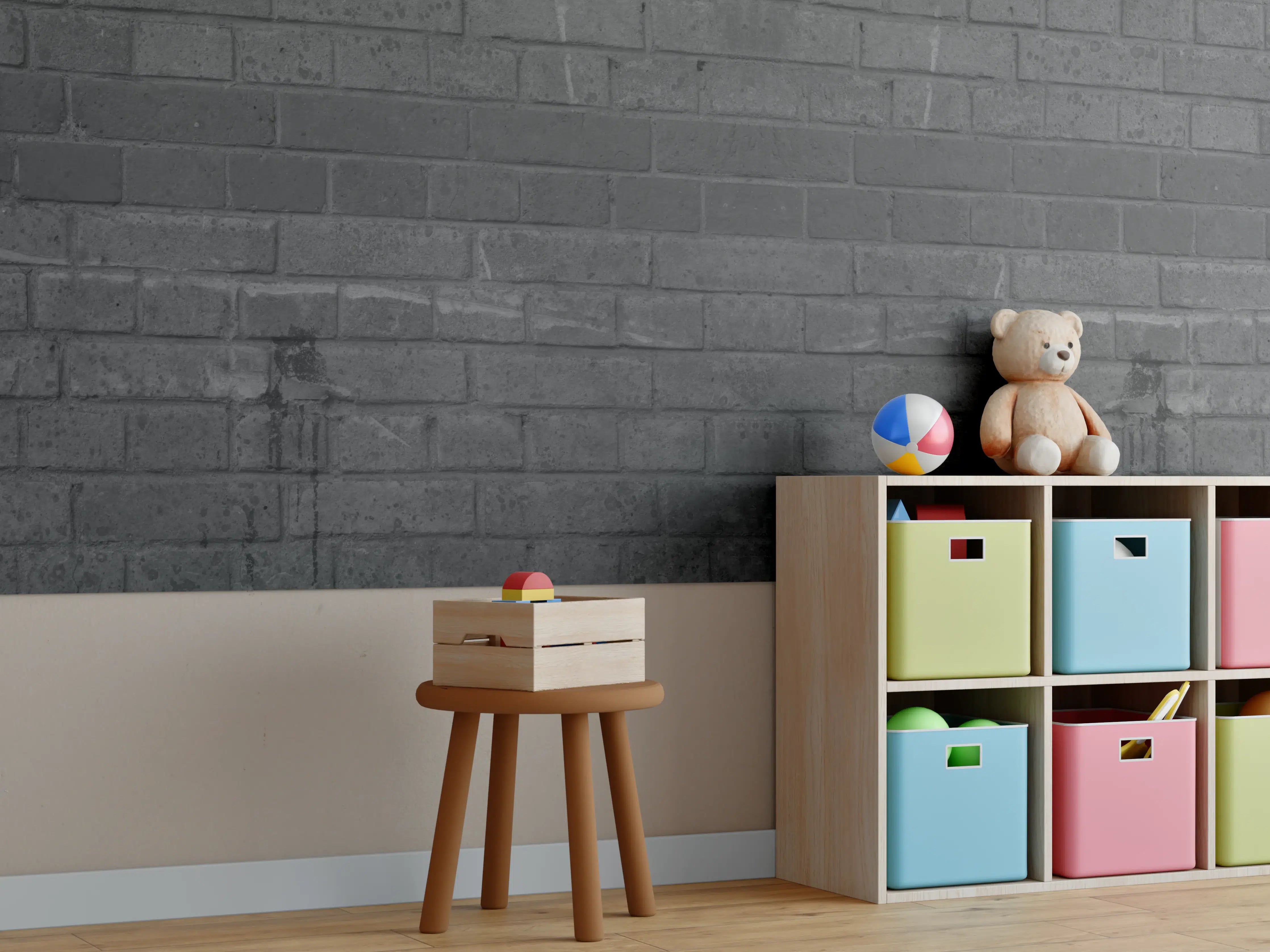 Kinderzimmer Wandgestaltung - Dunkle abgenutzte Ziegelmauer