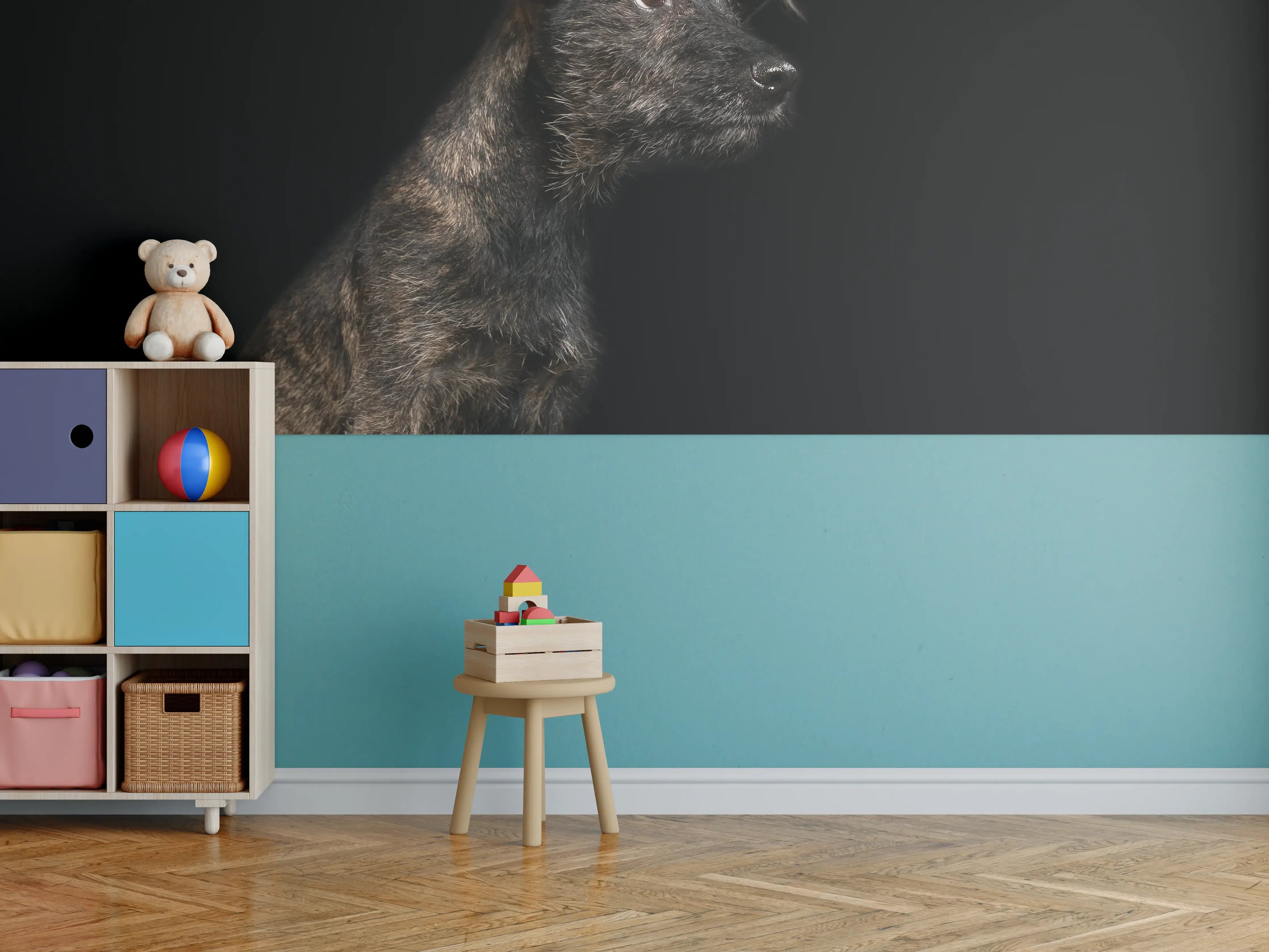 Kinderzimmer Wandgestaltung - Dunkler Cairn Terrier Hund