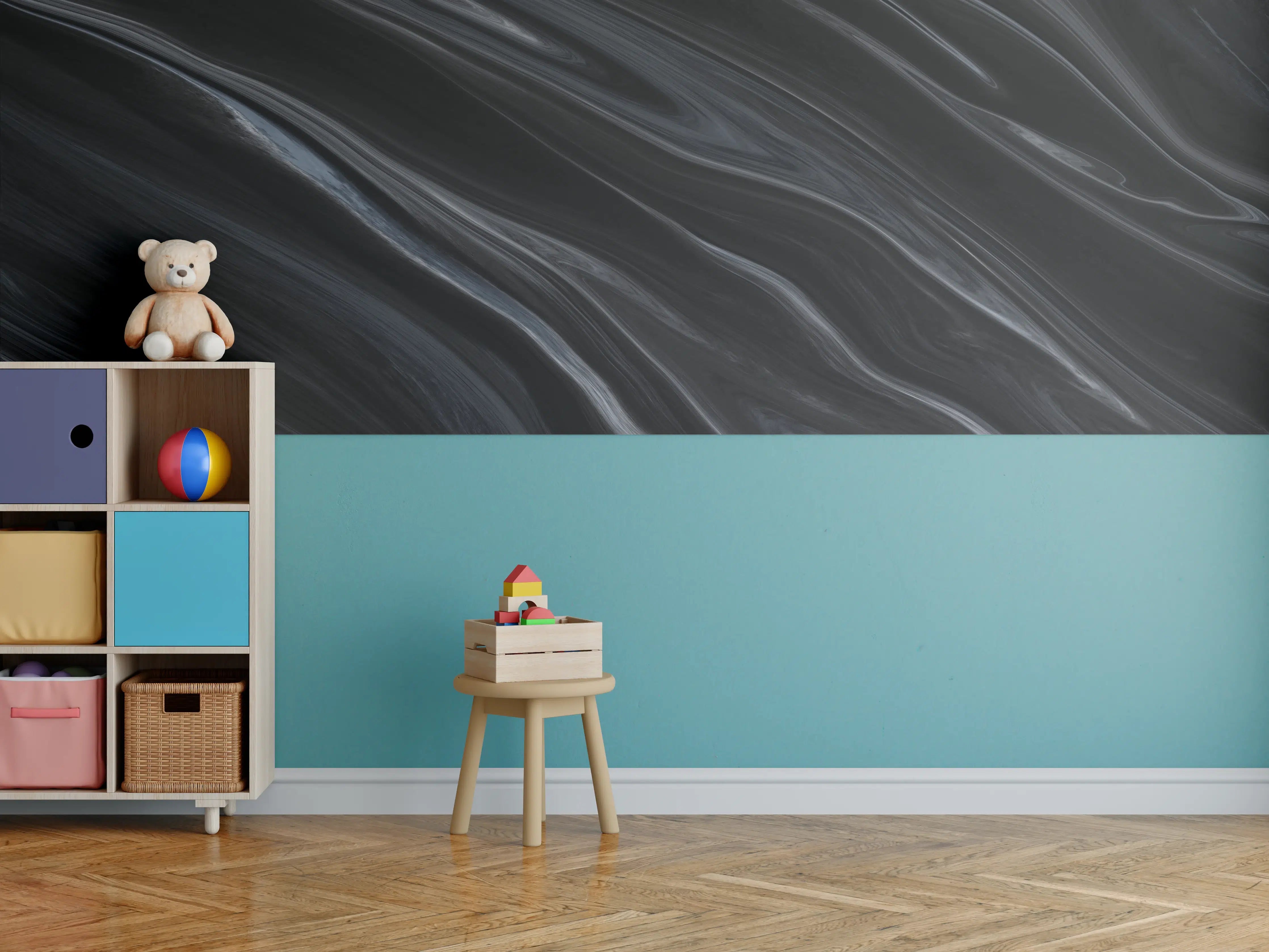 Kinderzimmer Wandgestaltung - Dunkler Seidenhintergrund