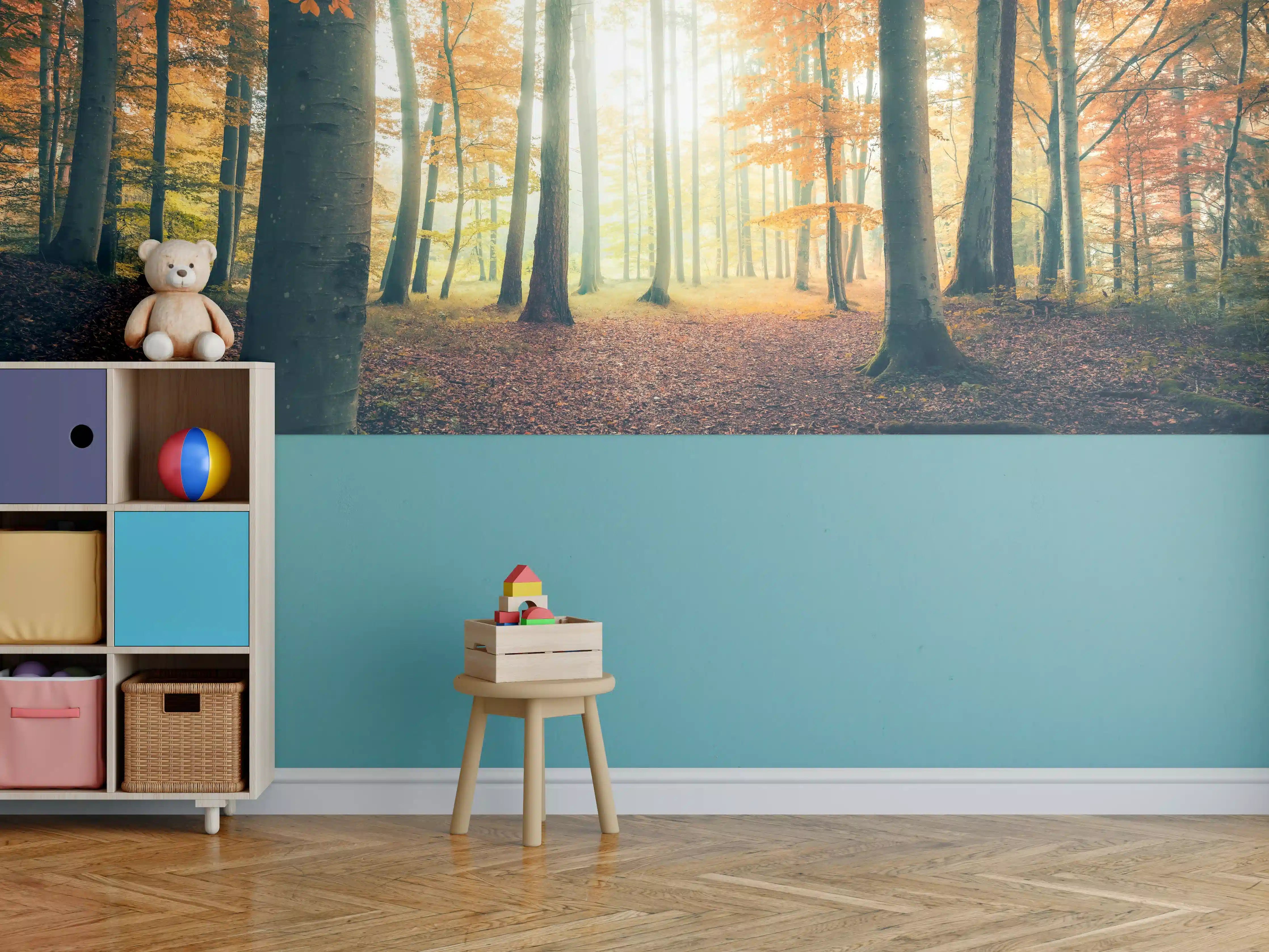 Kinderzimmer Wandgestaltung - Dunkler Wald im Herbst