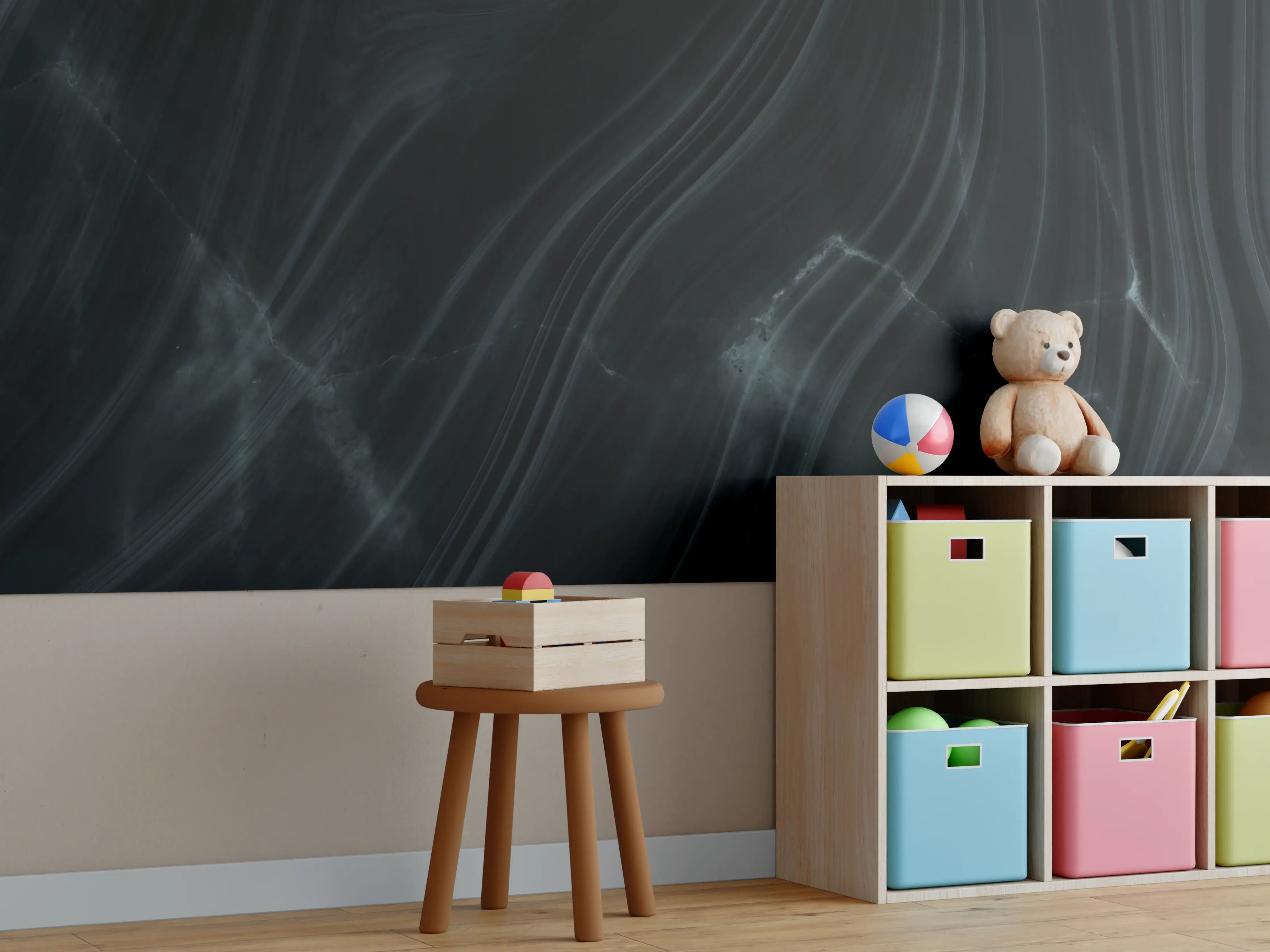 Kinderzimmer Wandgestaltung - Dunkler klassischer Marmor