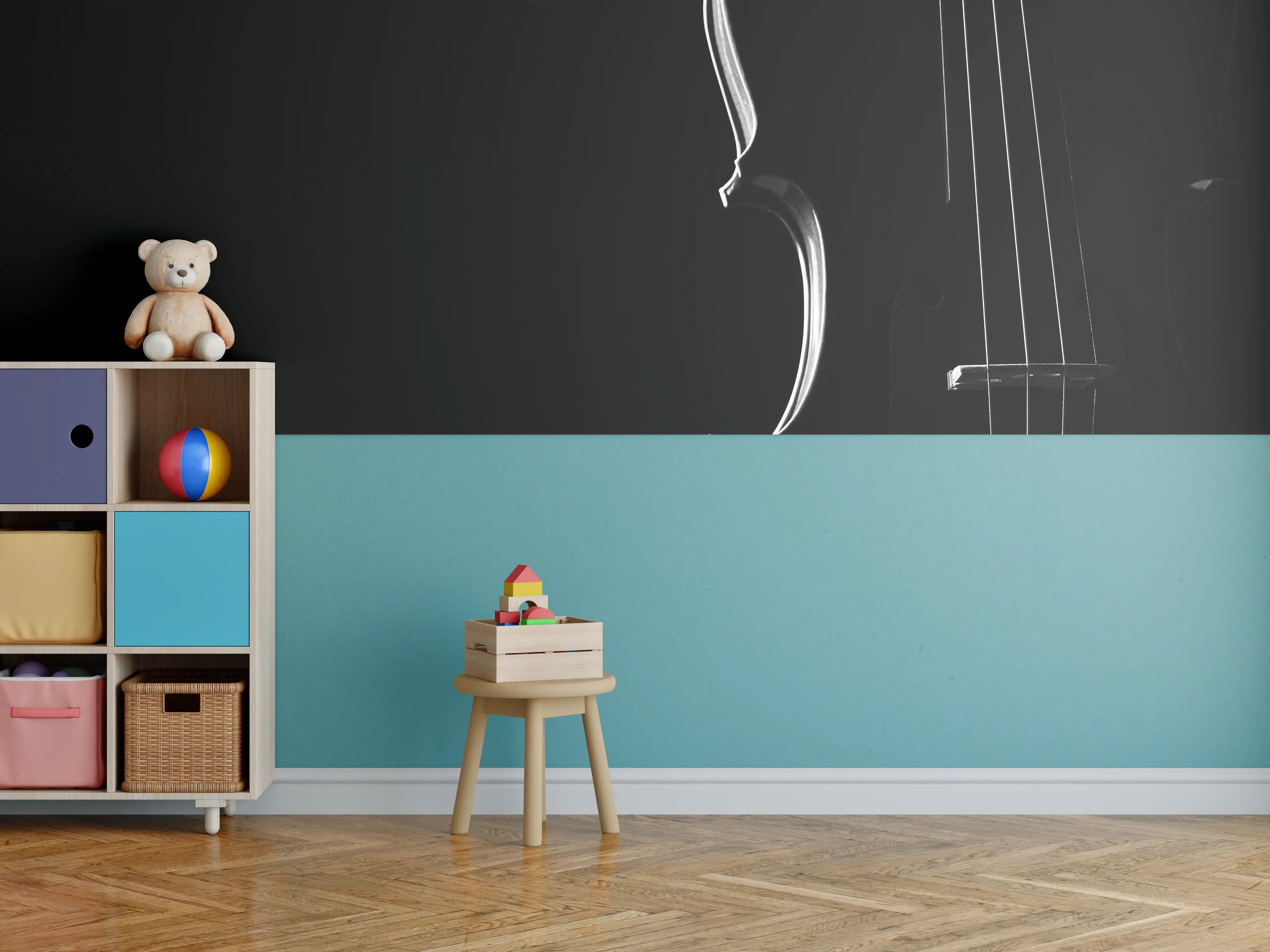 Kinderzimmer Wandgestaltung - Dunkles Bild einer Violine