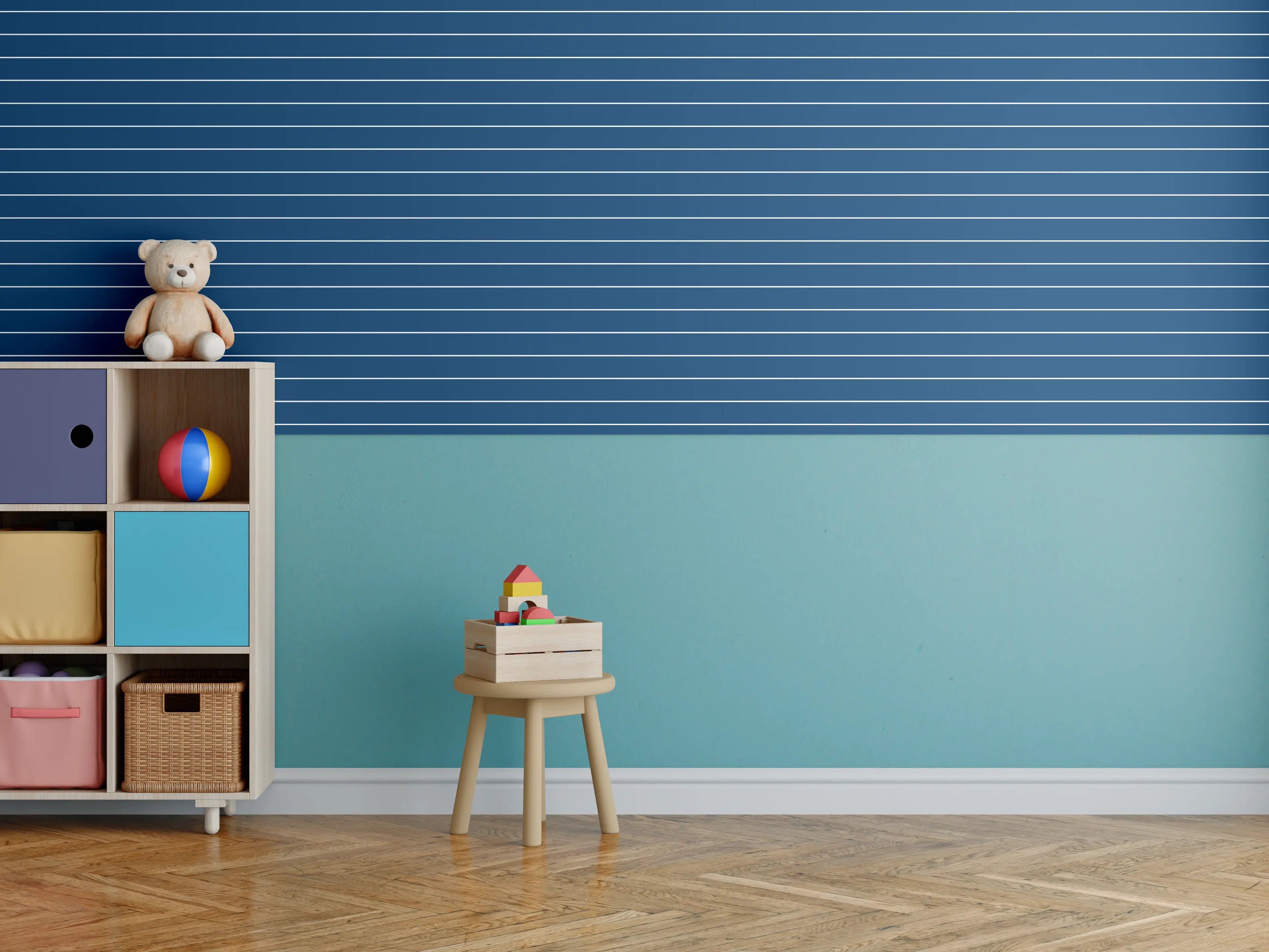 Kinderzimmer Wandgestaltung - Dunkles Blau-Ornament-Design