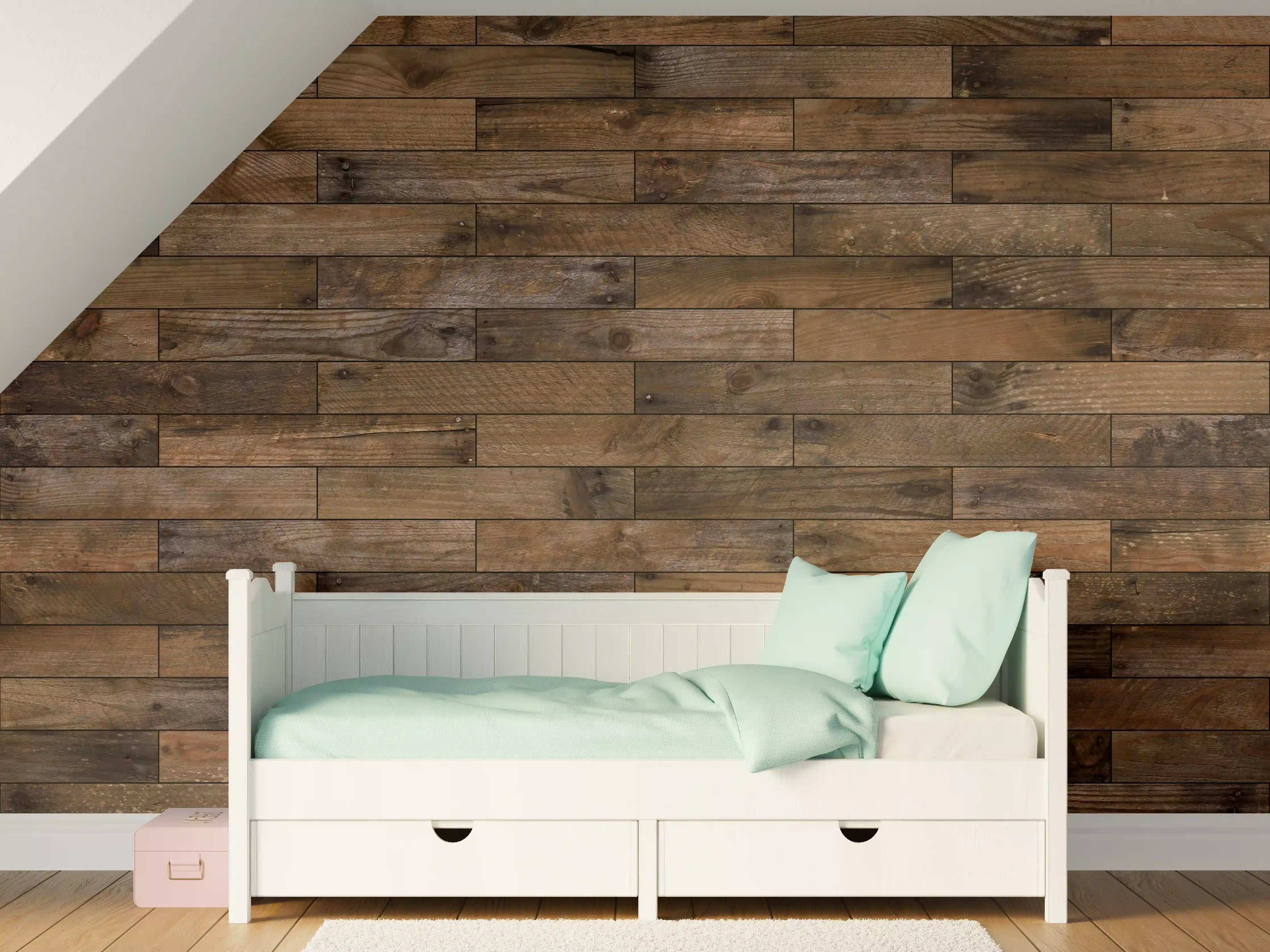 Kinderzimmer Wandgestaltung - Dunkles Holzmuster