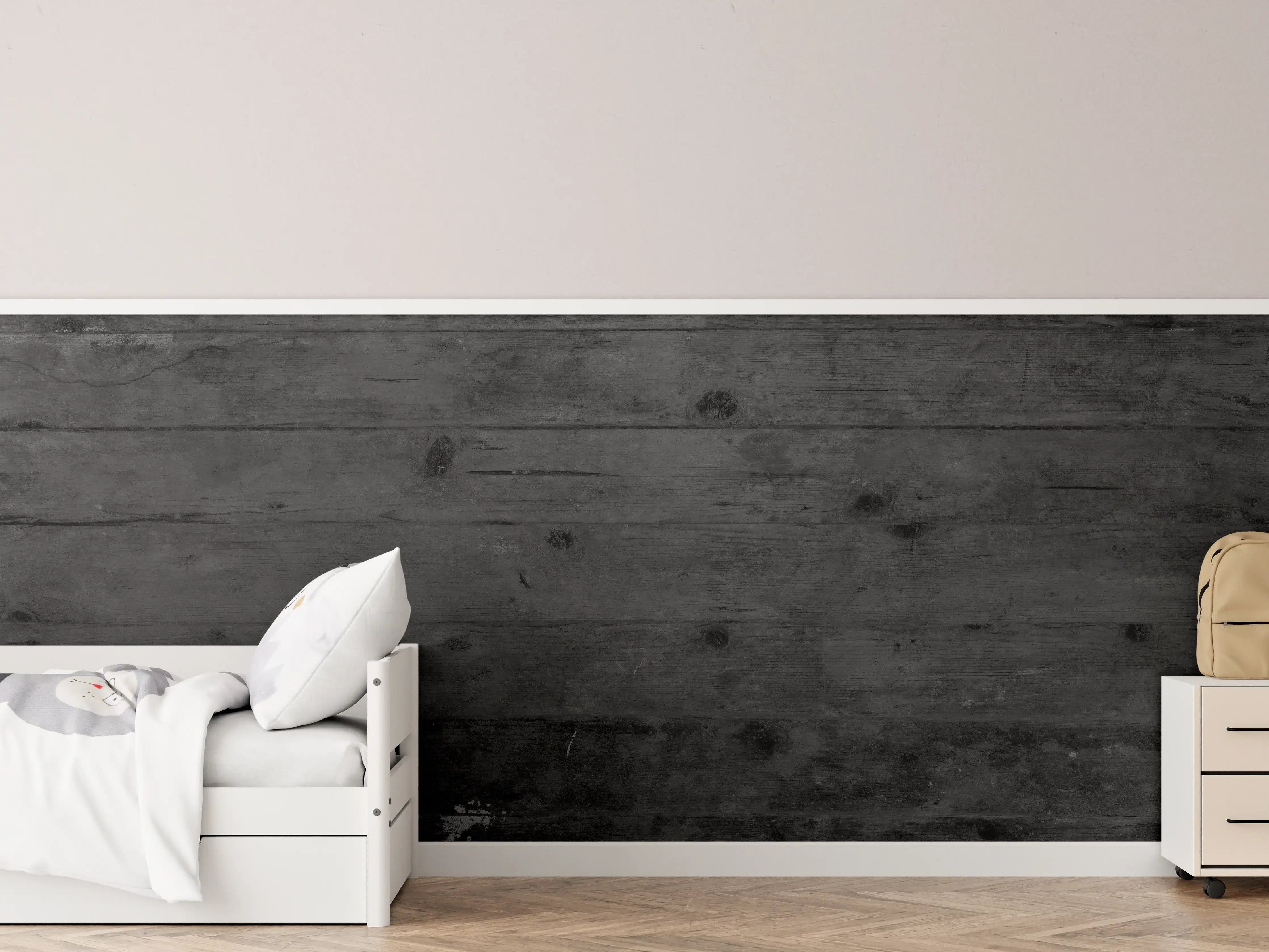 Kinderzimmer Wandgestaltung - Dunkles altes Hartholz