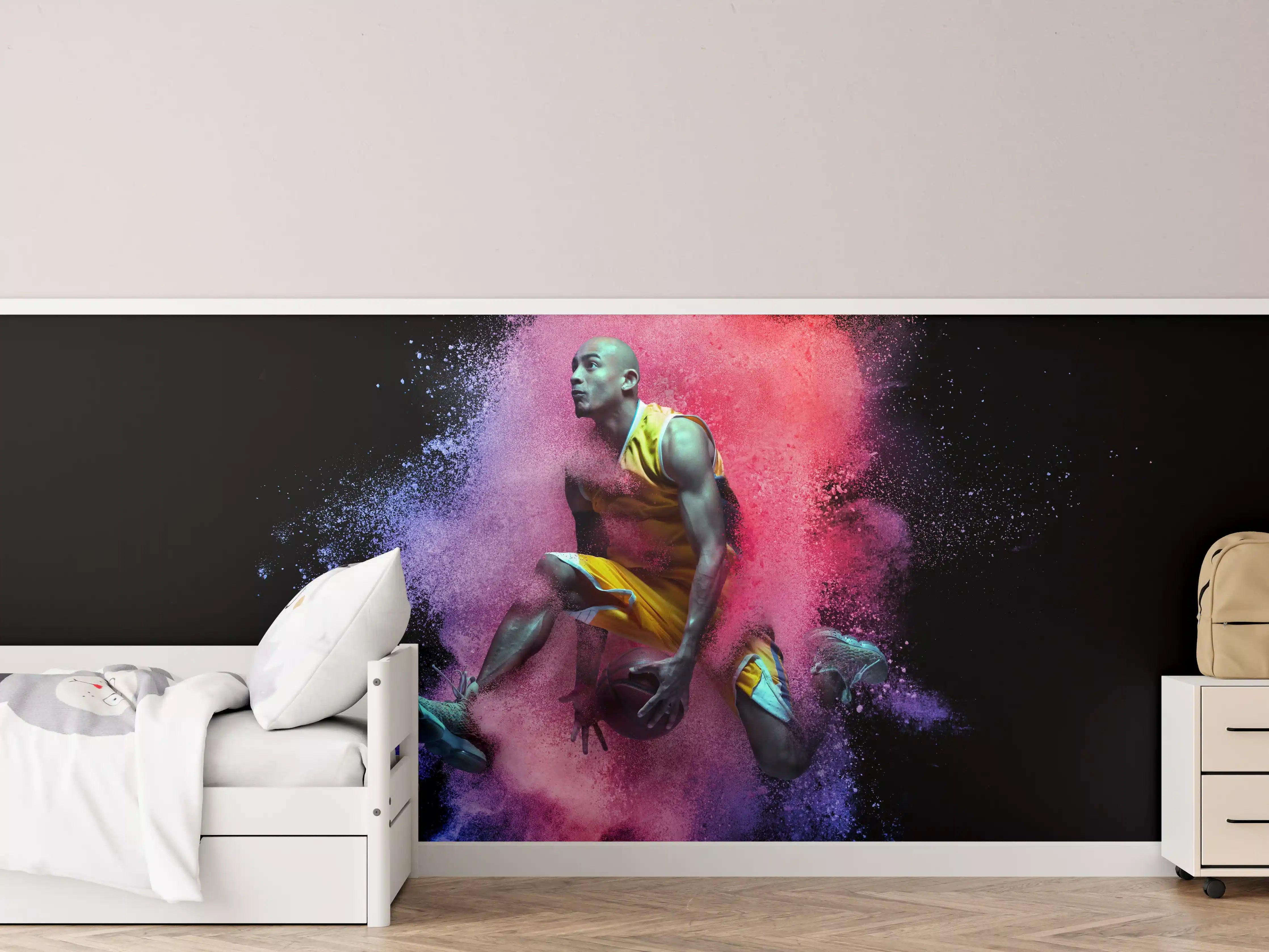 Kinderzimmer Wandgestaltung - Dynamischer Tänzer in Farbschock