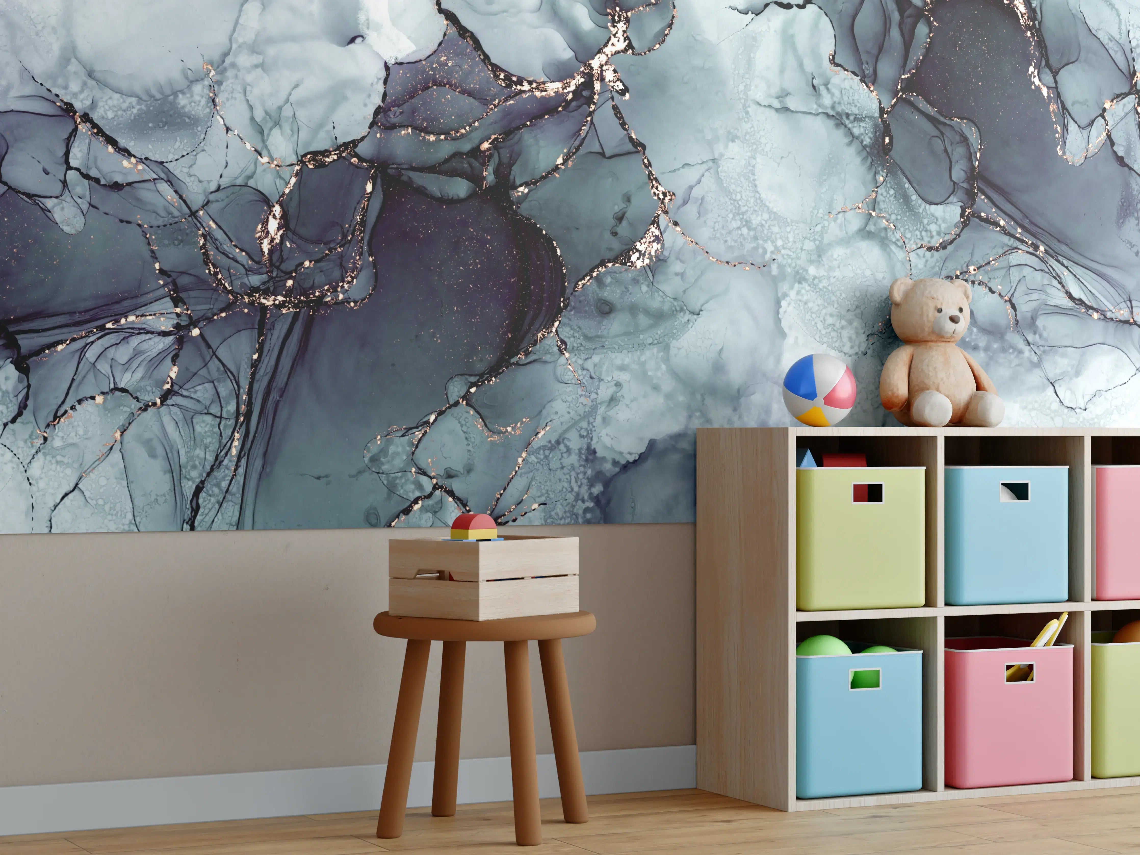 Kinderzimmer Wandgestaltung - Edelstein-ähnliche Wasserfarbentextur