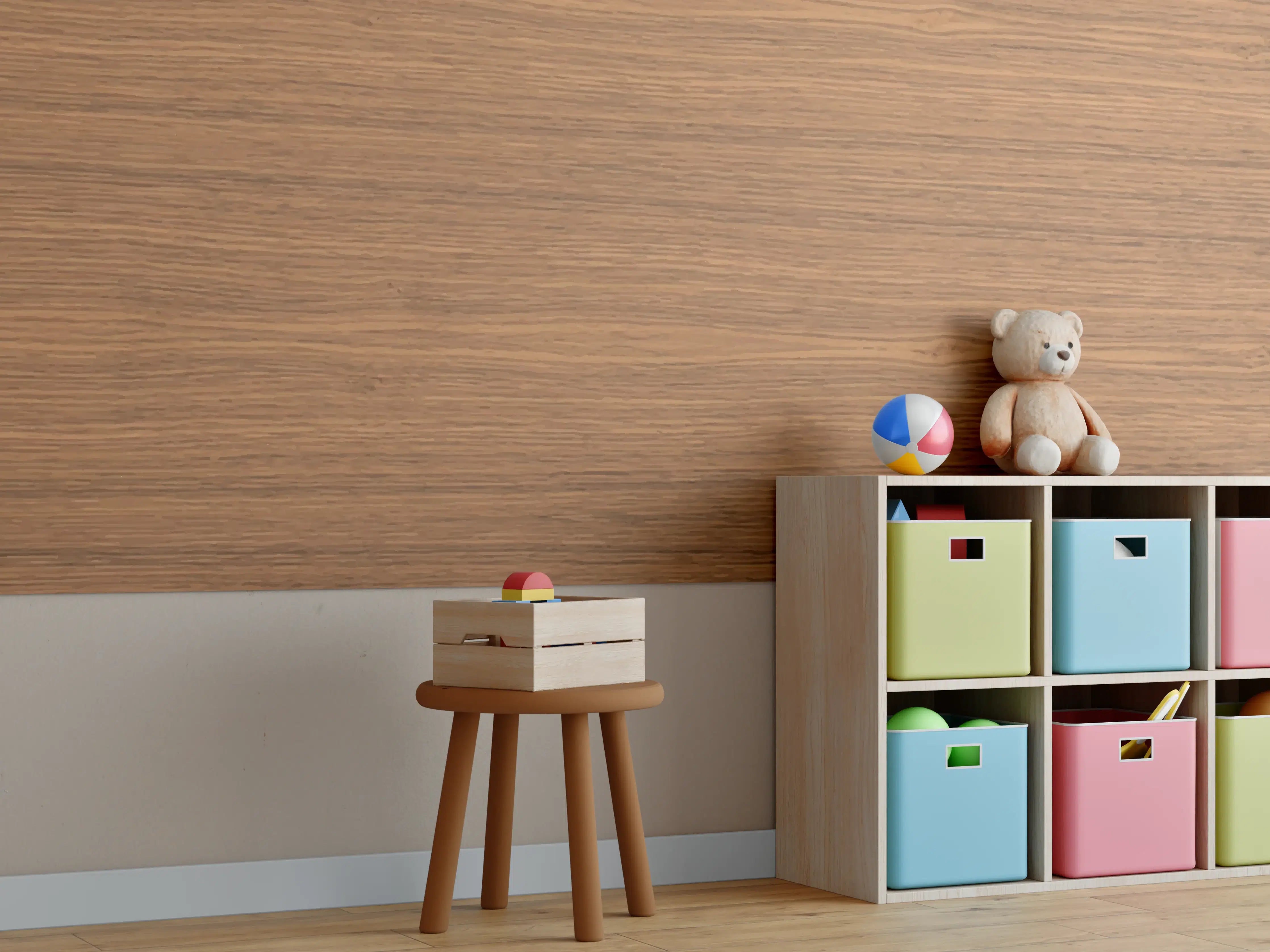 Kinderzimmer Wandgestaltung - Edle Holzoptik Dunkelbraun Textur