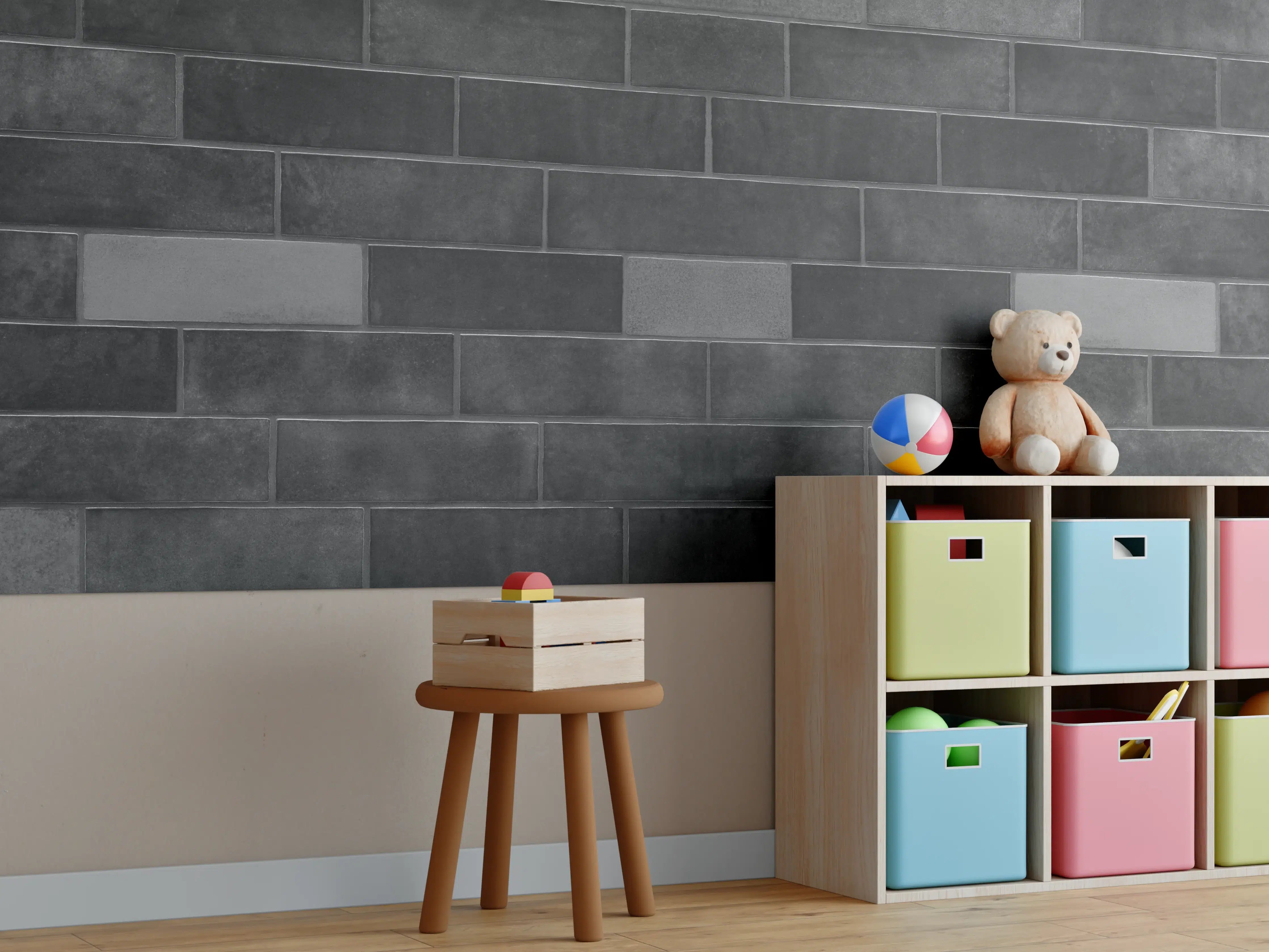 Kinderzimmer Wandgestaltung - Edle Schwarze Ziegel