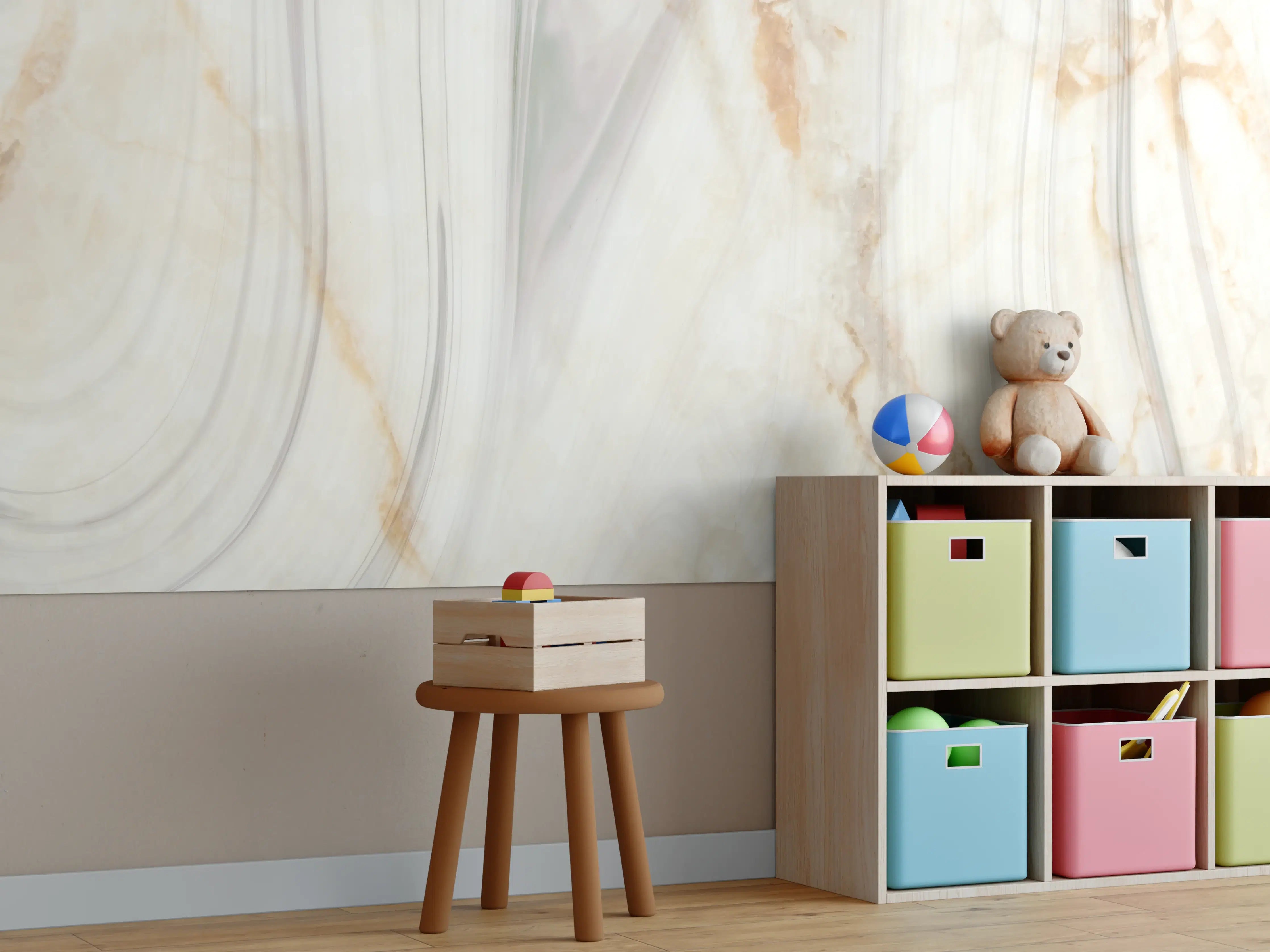 Kinderzimmer Wandgestaltung - Edle bräunliche Marmorierung