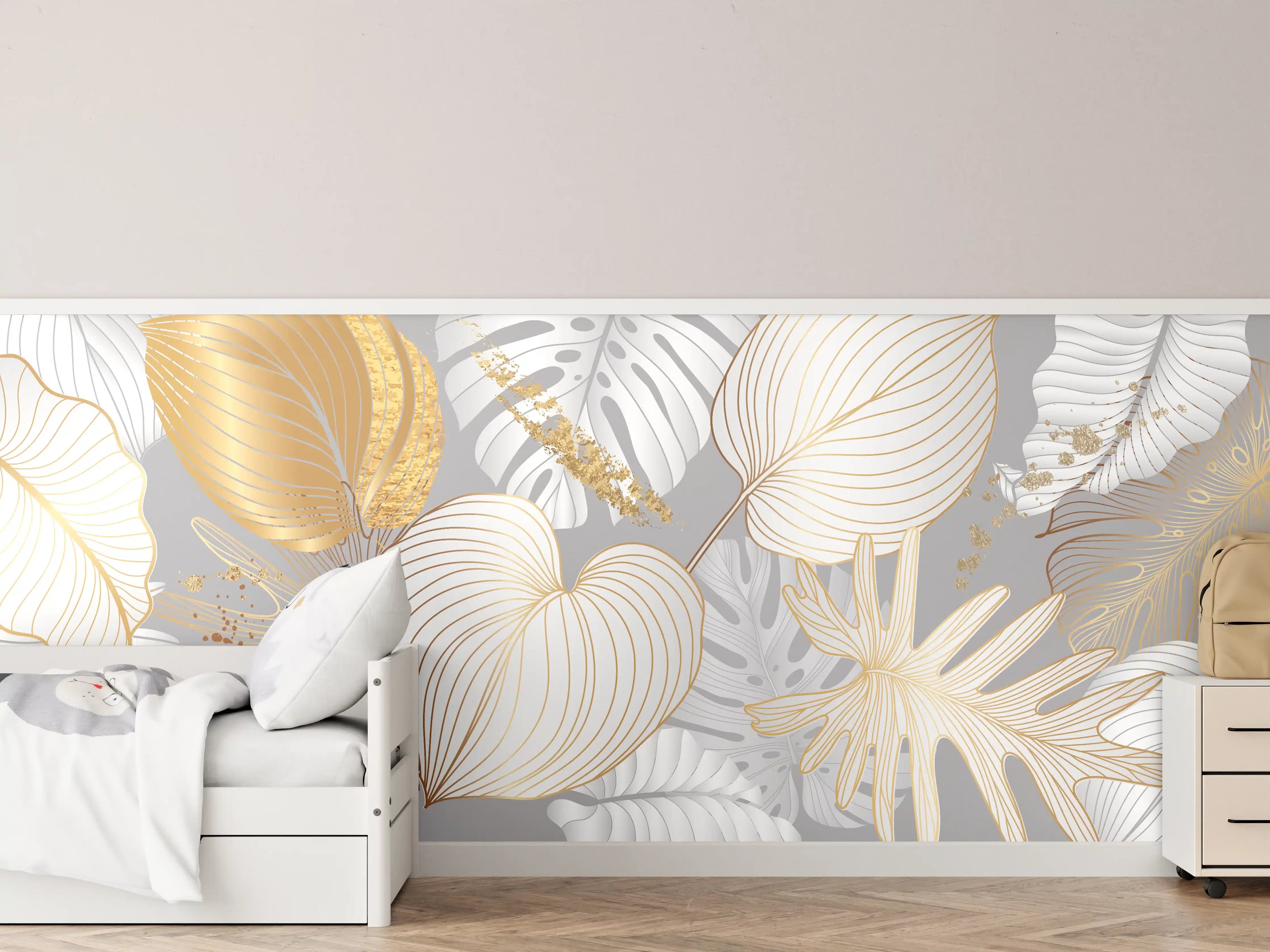 Kinderzimmer Wandgestaltung - Edles Gold-Blatt-Design