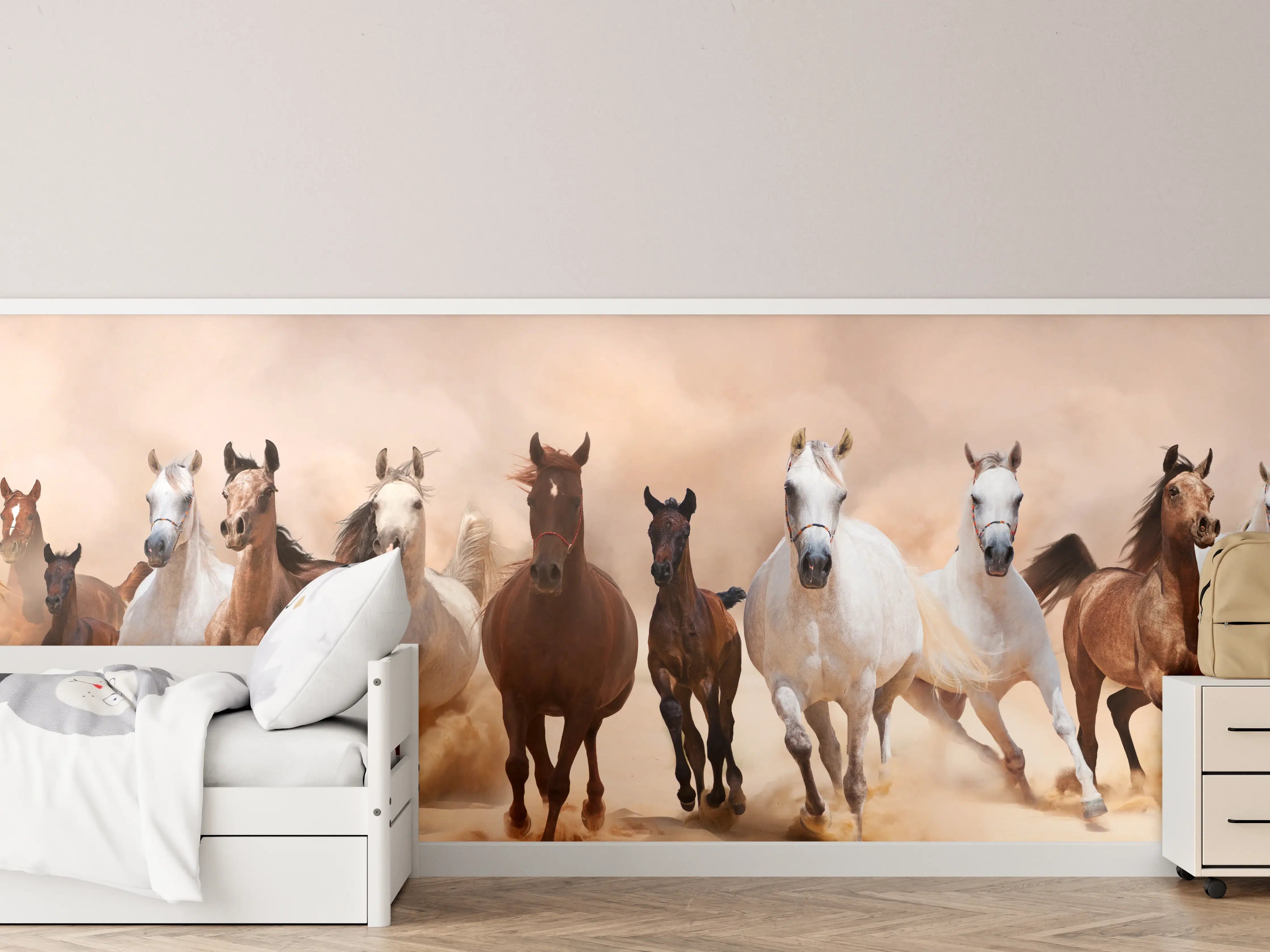 Kinderzimmer Wandgestaltung - Eine Herde von Pferden