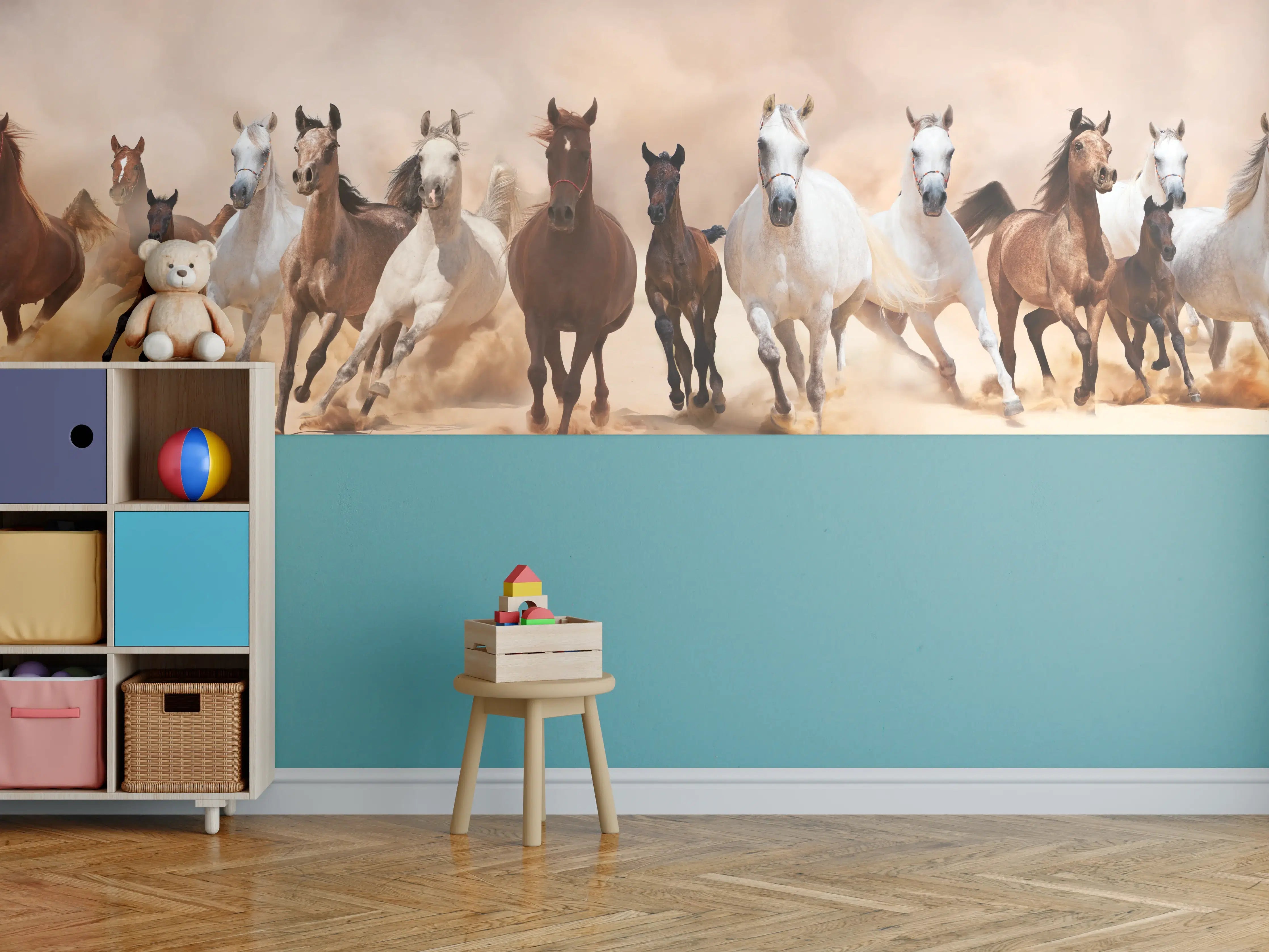 Kinderzimmer Wandgestaltung - Eine Herde von Pferden