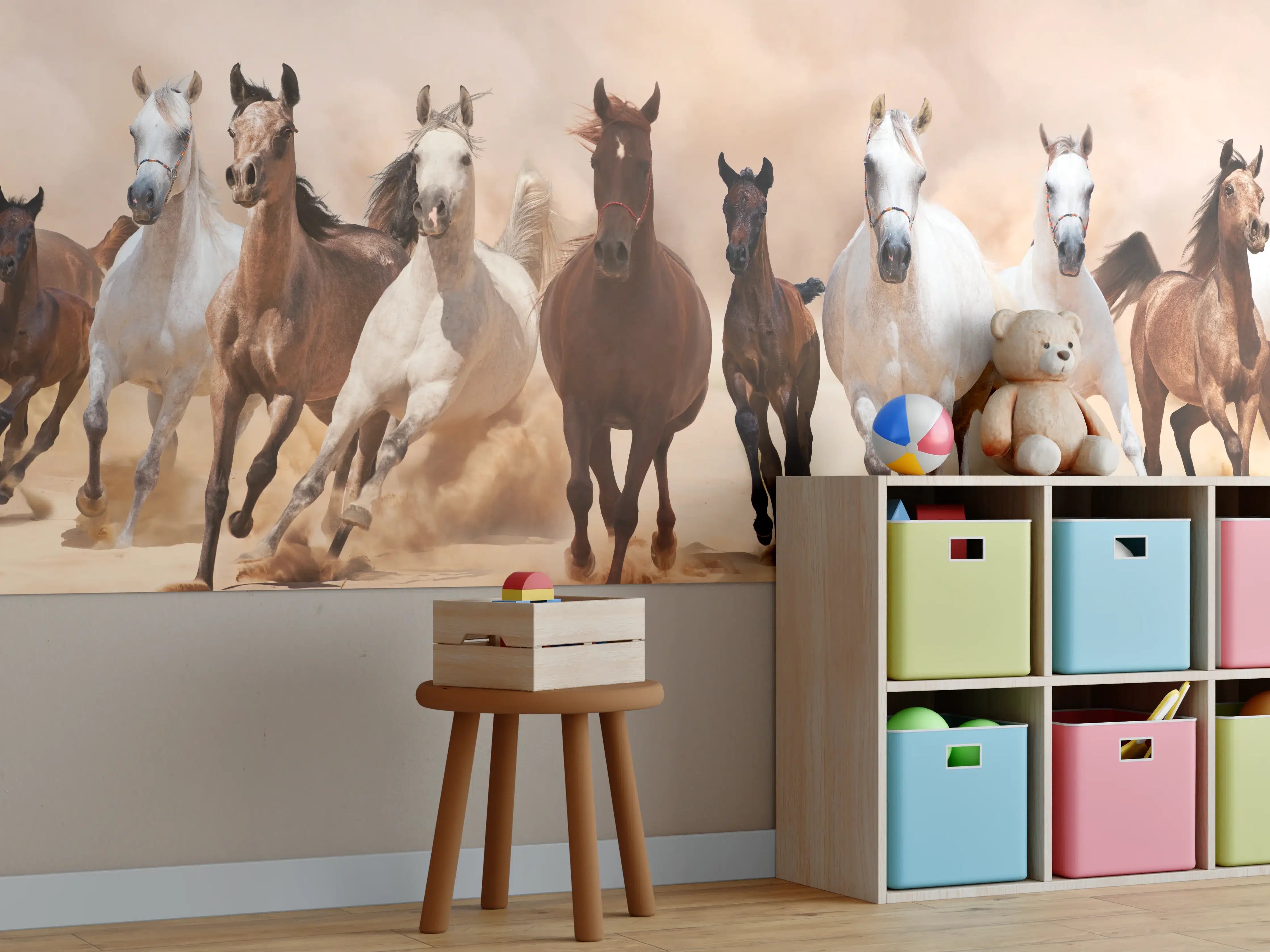 Kinderzimmer Wandgestaltung - Eine Herde von Pferden