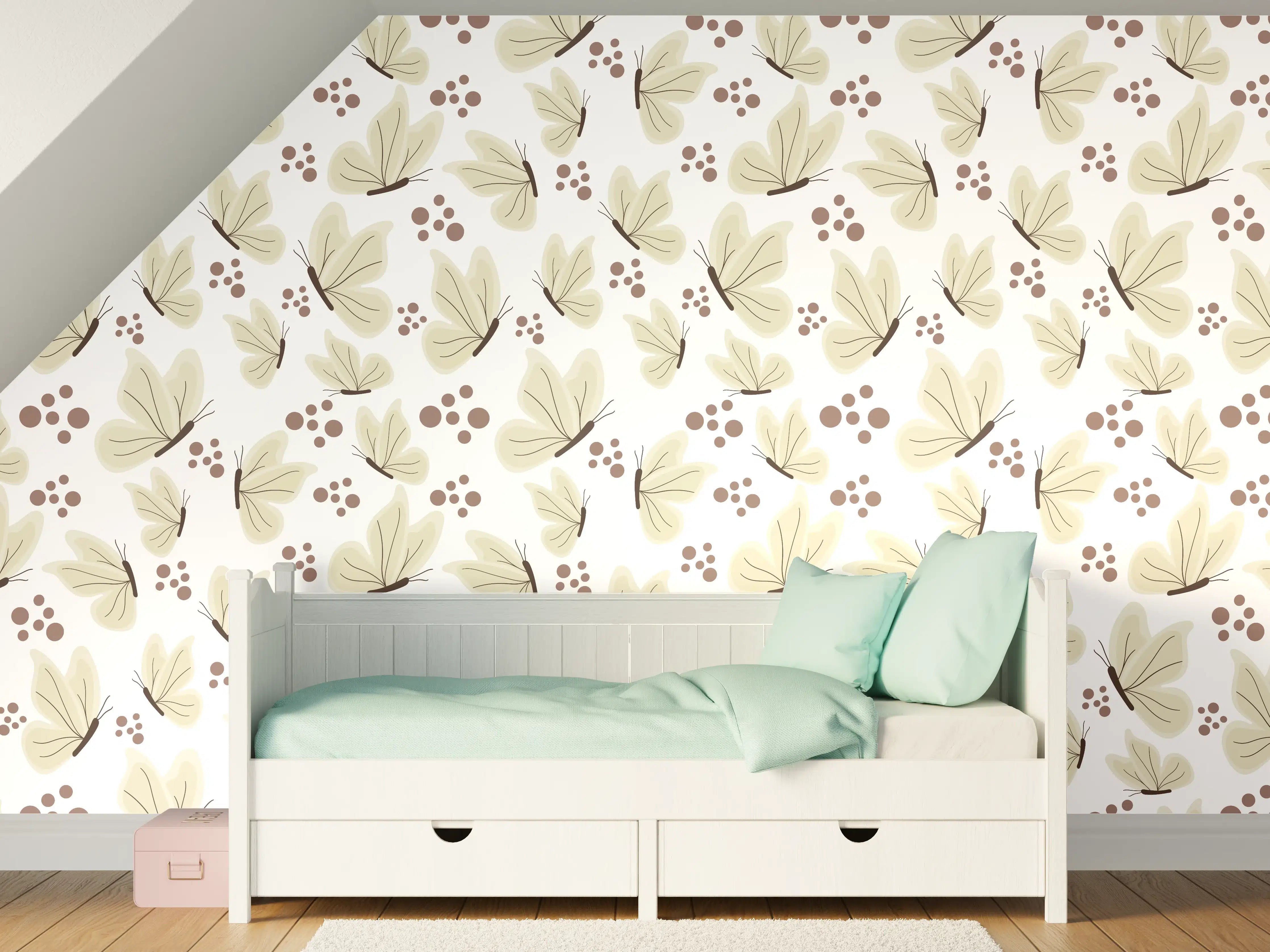 Kinderzimmer Wandgestaltung - Einfache, elegante Gartenblumen in Pastellfarben