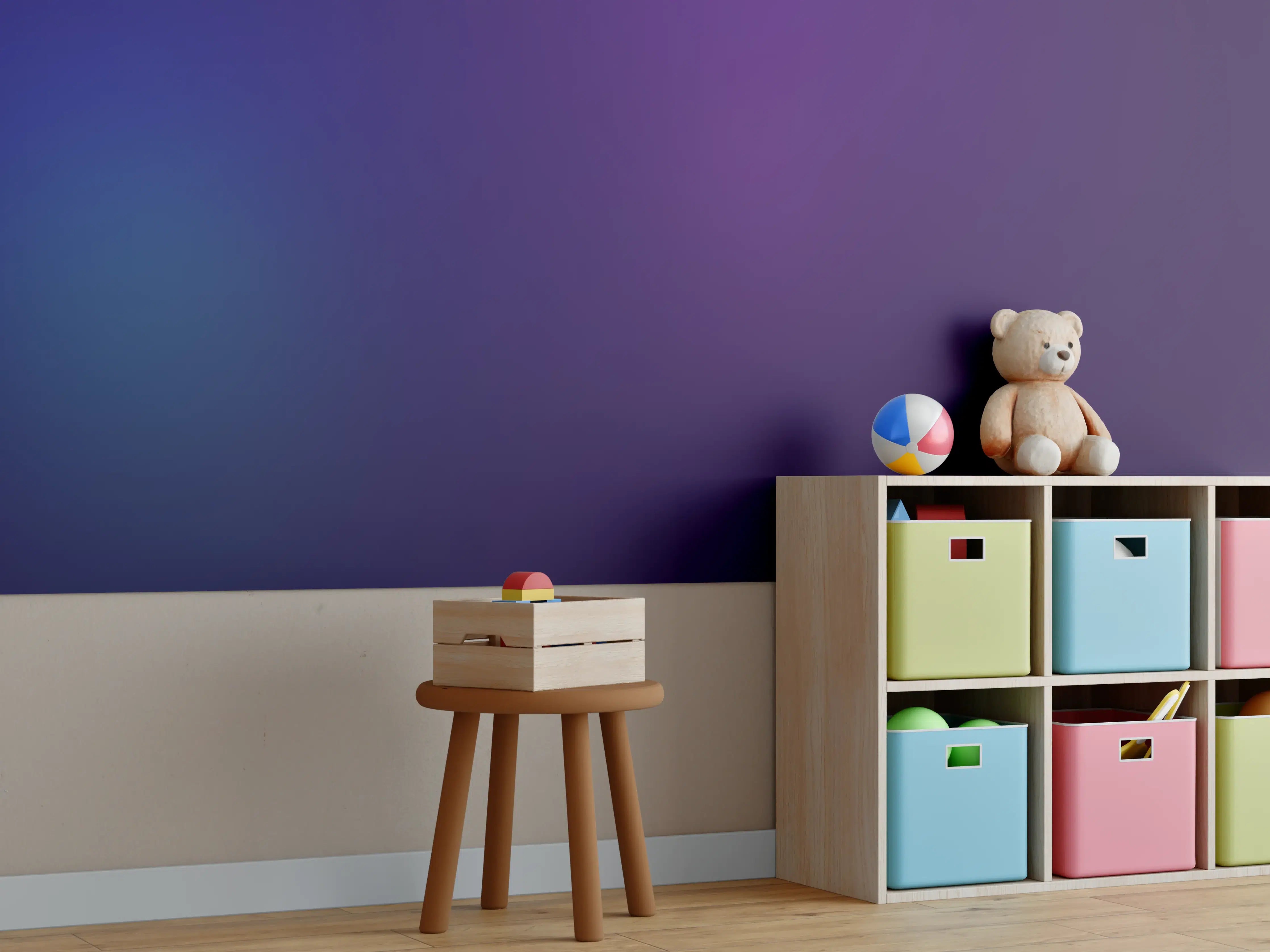 Kinderzimmer Wandgestaltung - Einfaches Blaumuster