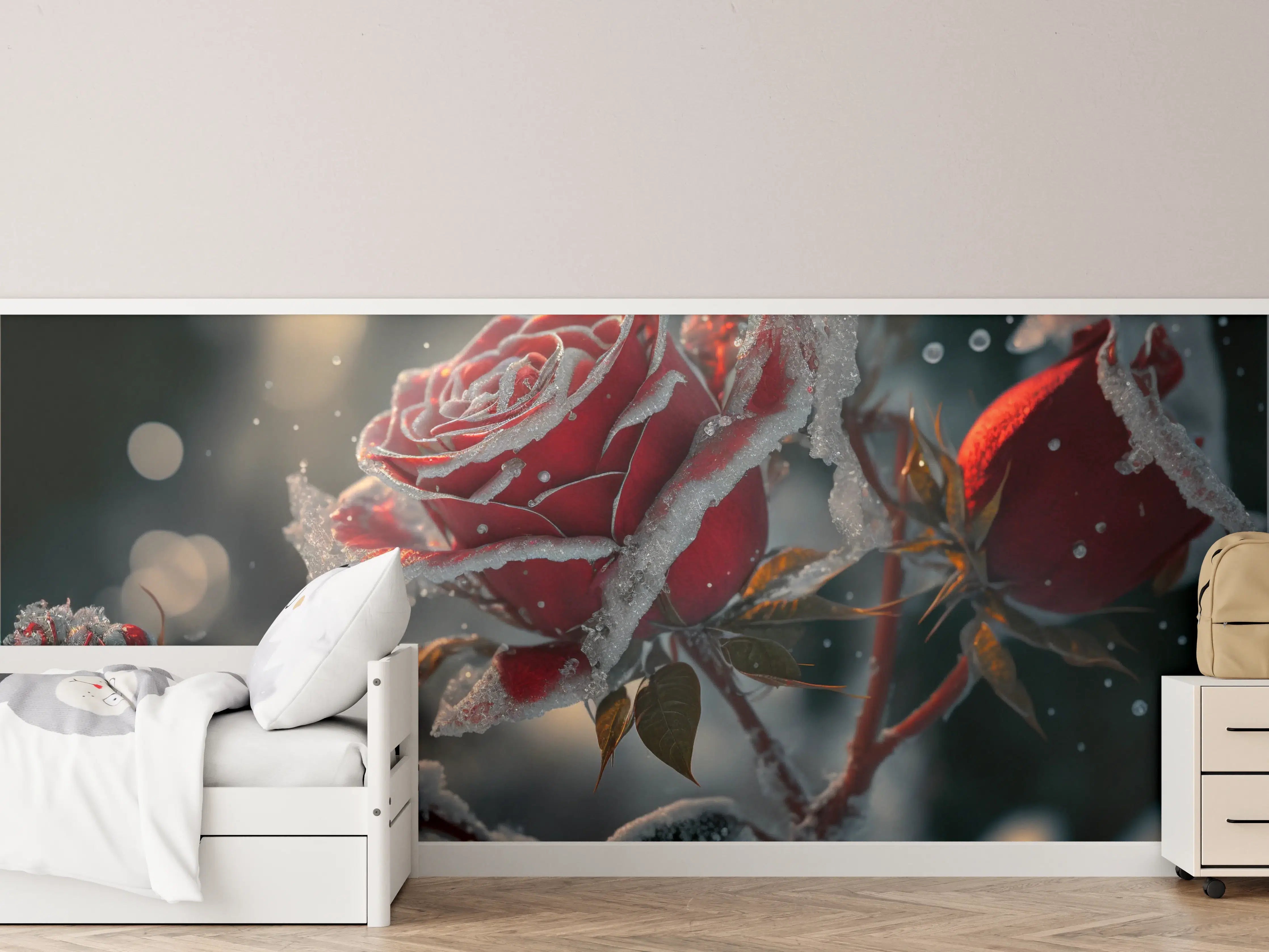 Kinderzimmer Wandgestaltung - Eiskalte Rosen im Winterzauber