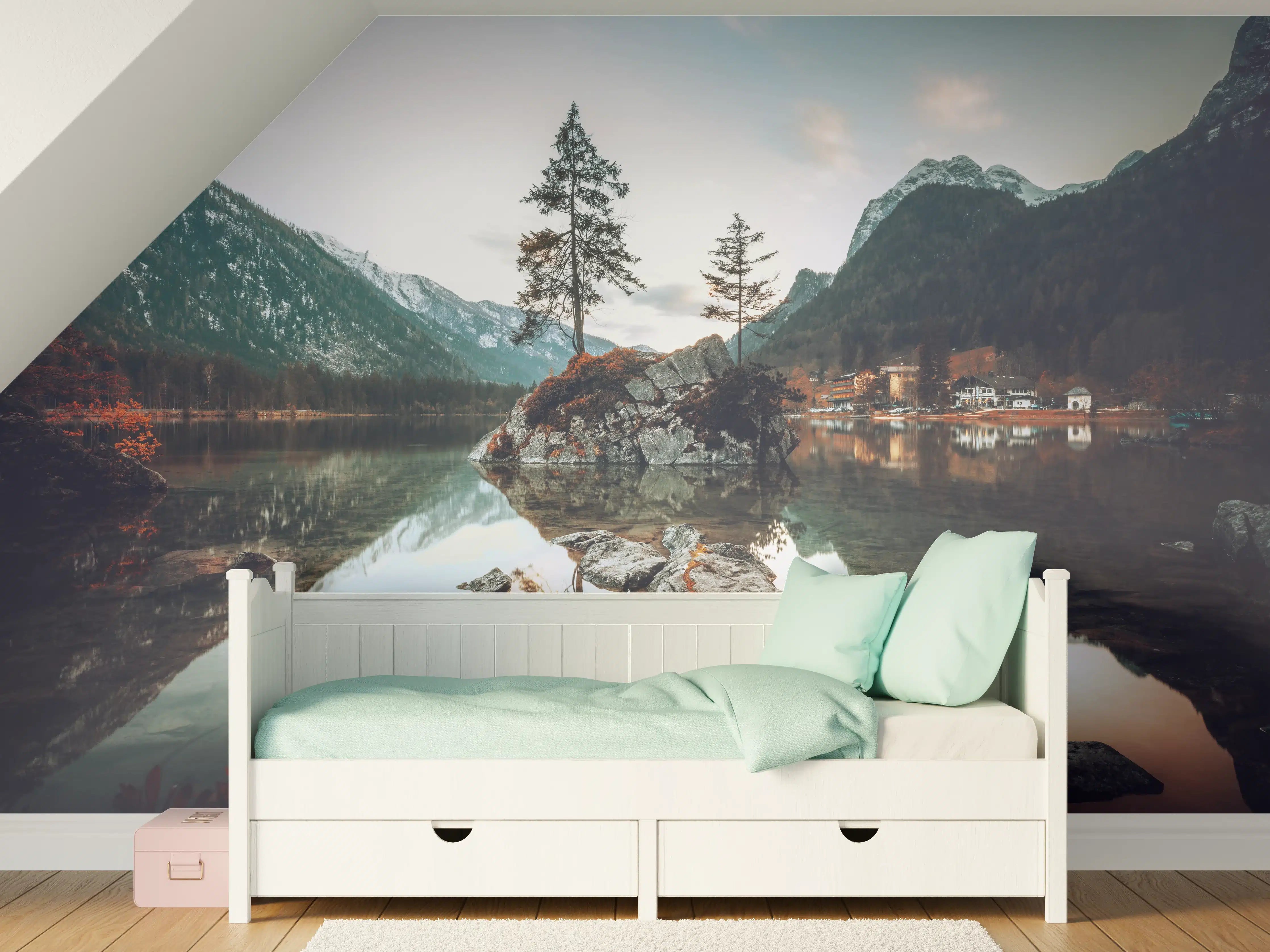 Kinderzimmer Wandgestaltung - Elbsandsteingebirge bei Abendsonne