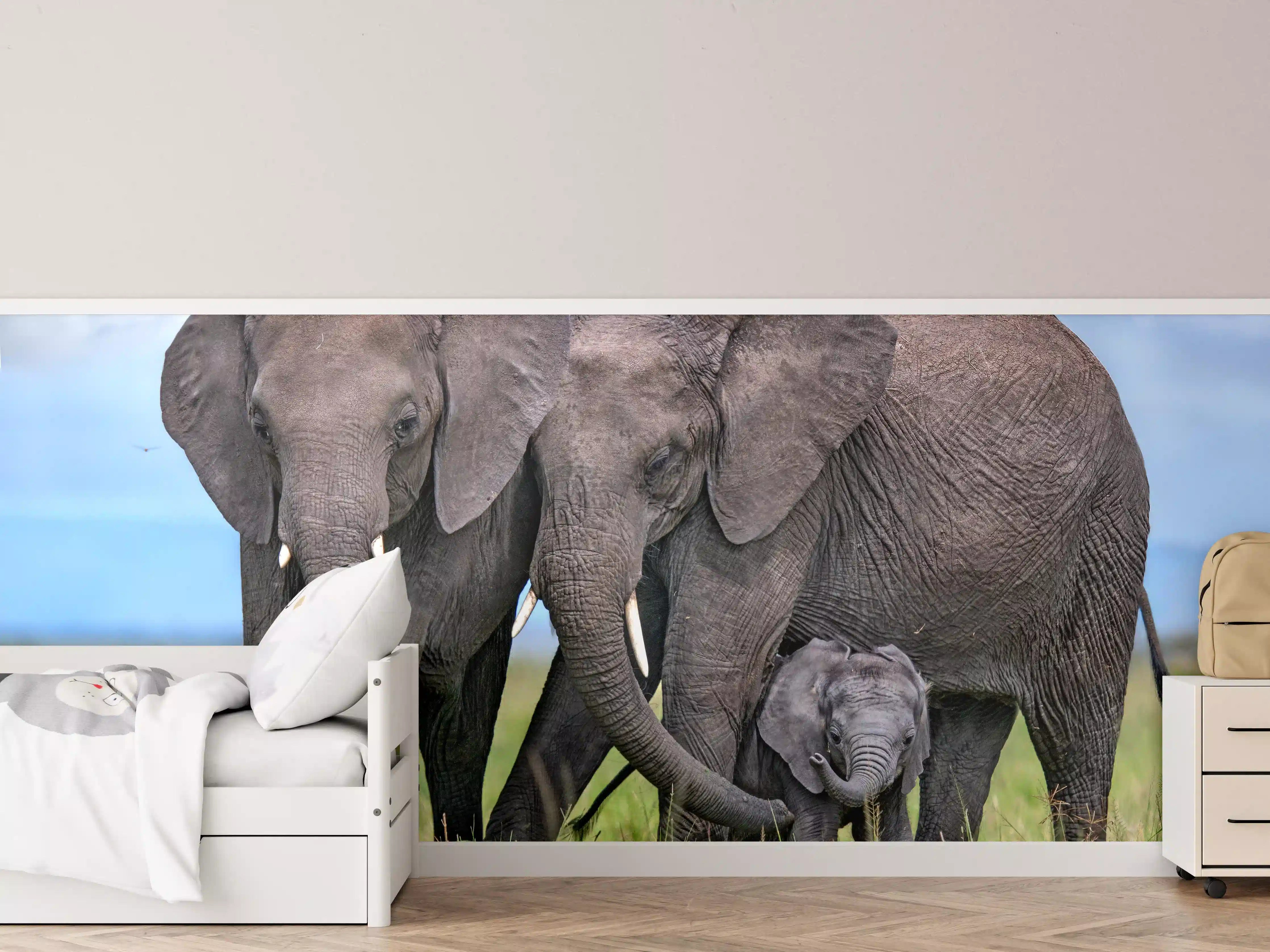 Kinderzimmer Wandgestaltung - Elefanten Familie - Afrika