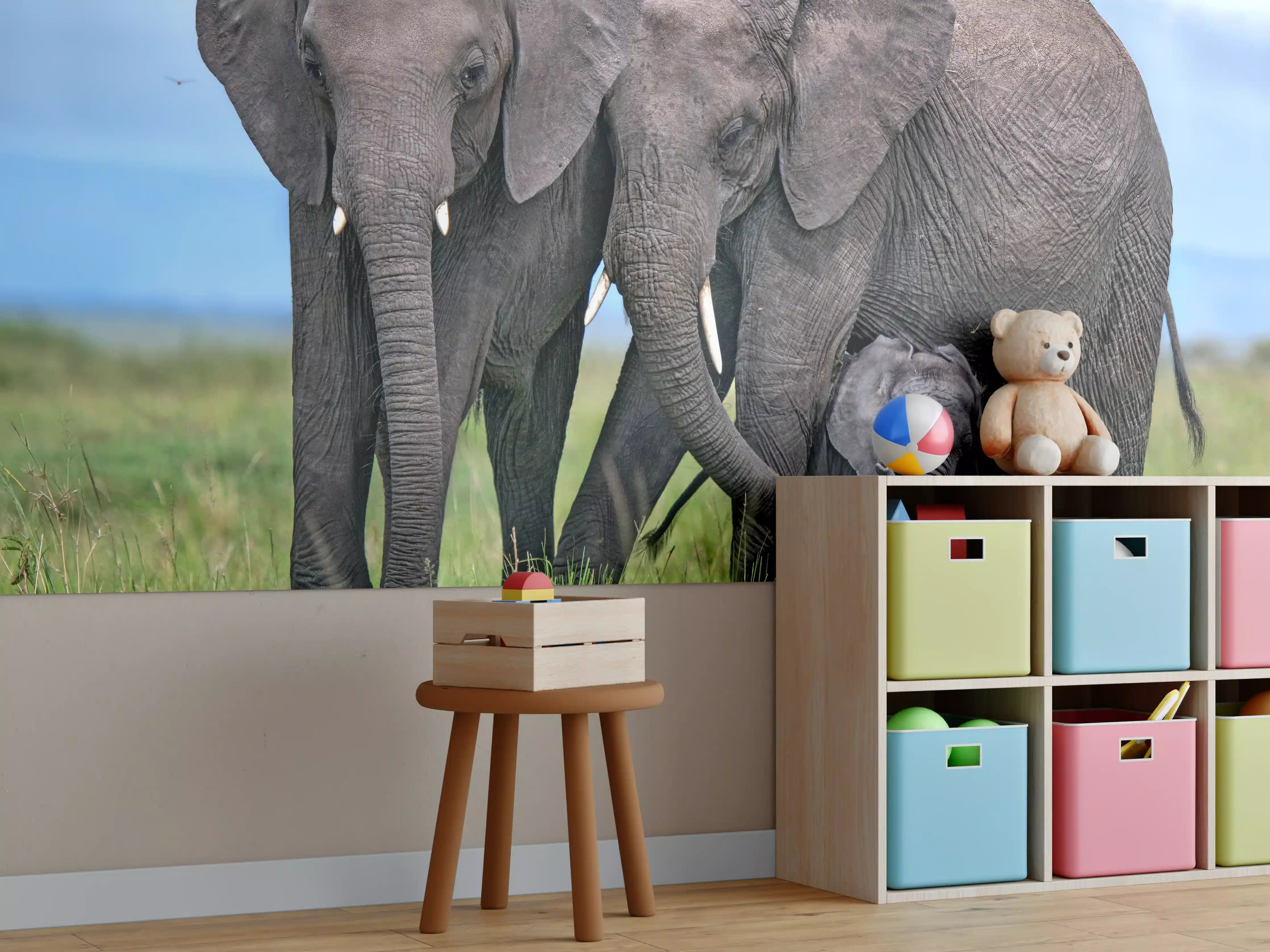 Kinderzimmer Wandgestaltung - Elefanten Familie - Afrika