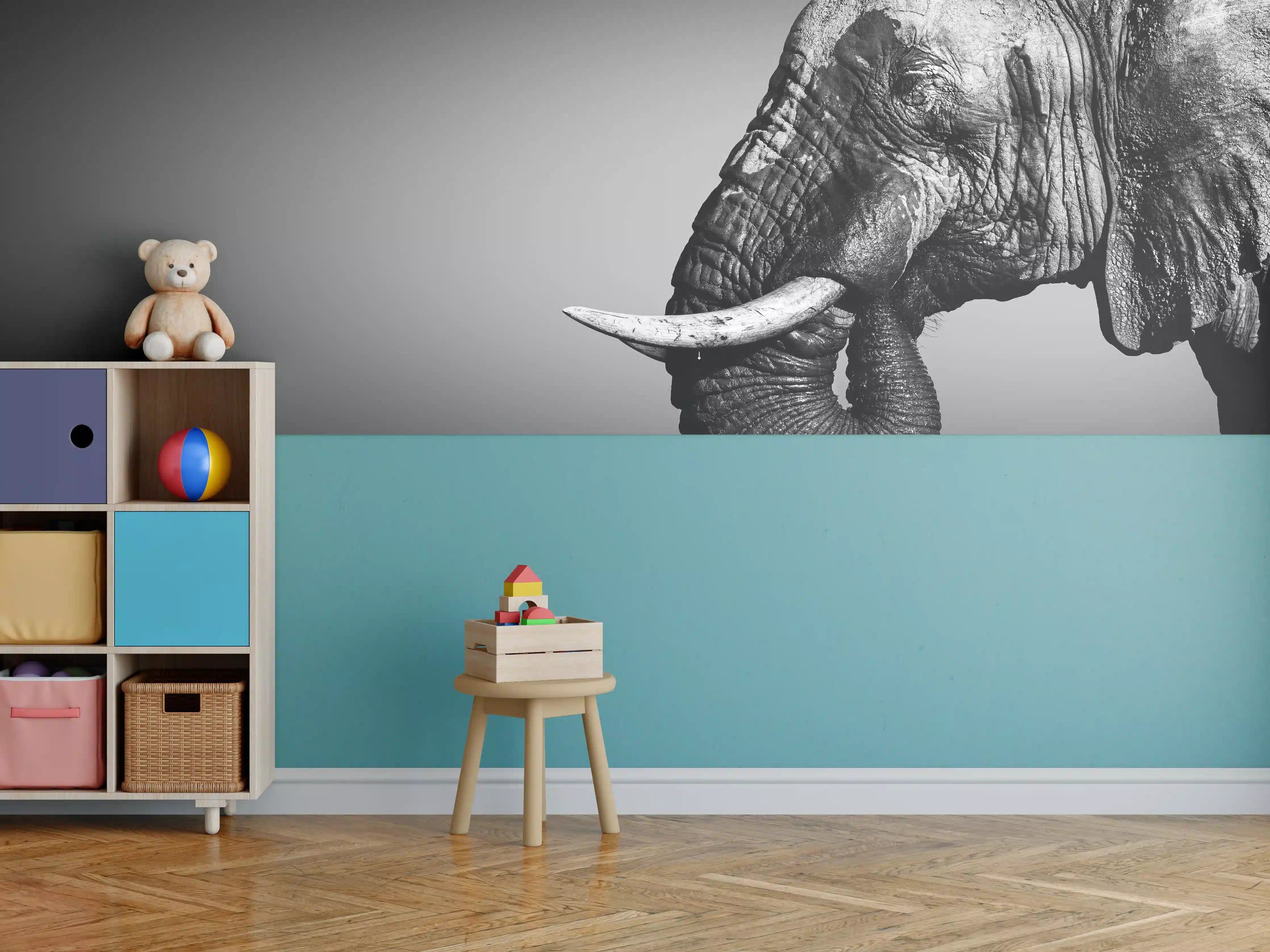 Kinderzimmer Wandgestaltung - Elefanten Portrait