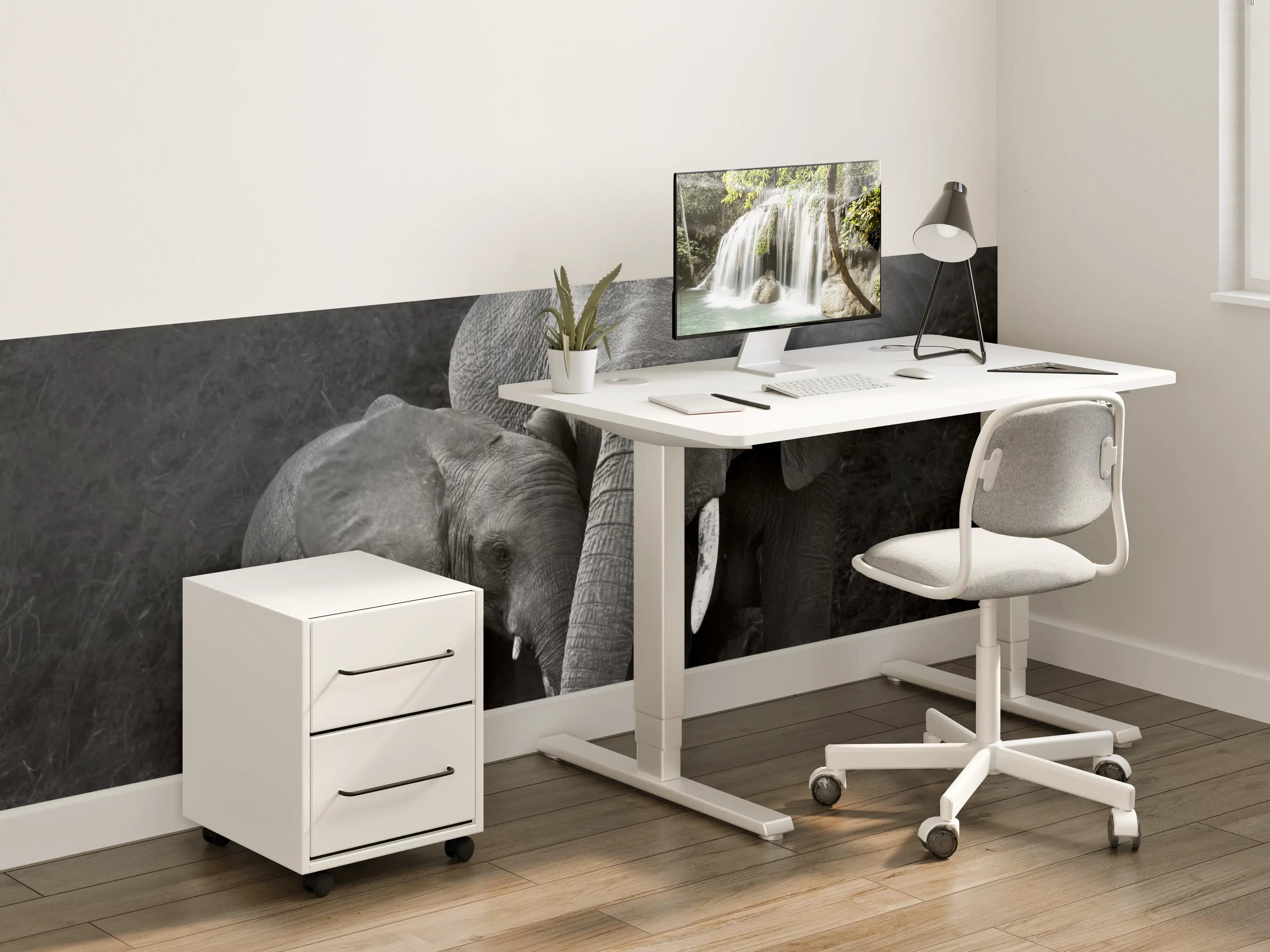 Kinderzimmer Wandgestaltung - Elefanten in der Natur - schwarz-weiß