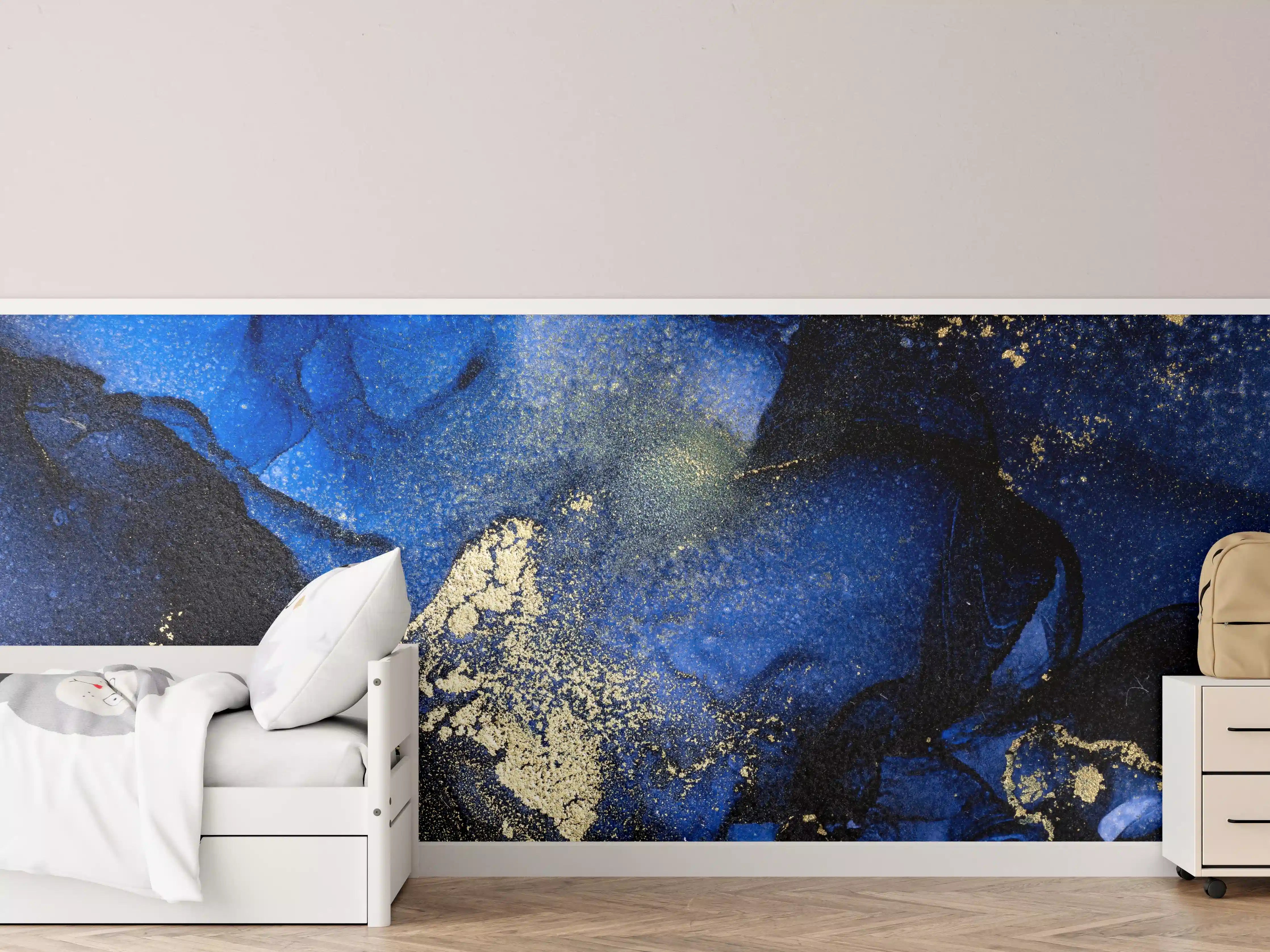 Kinderzimmer Wandgestaltung - Elegant-Blau-Gold-Design