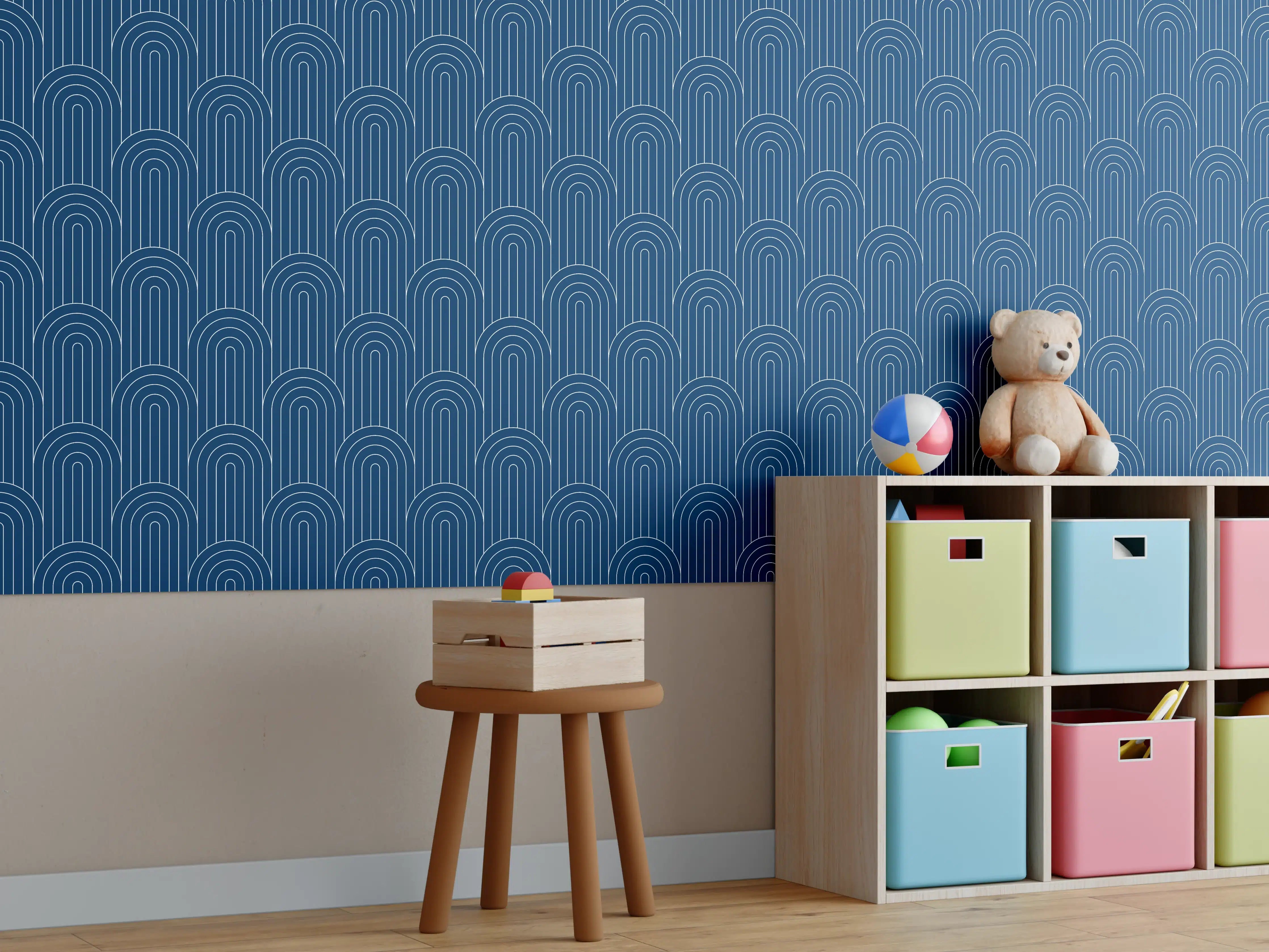 Kinderzimmer Wandgestaltung - Elegante Blaue Arcate
