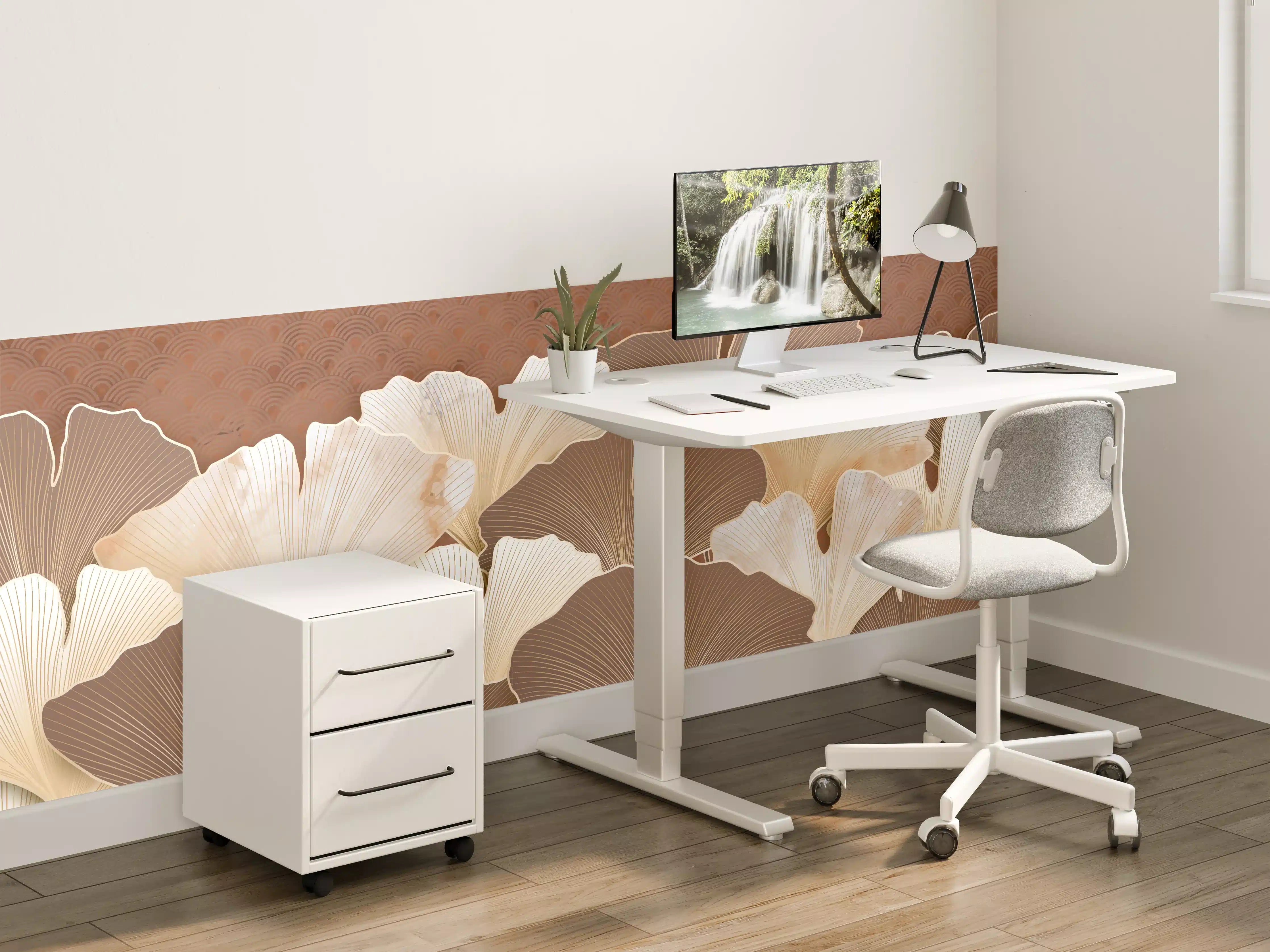 Kinderzimmer Wandgestaltung - Elegante Ginkgo-Blätter in Neutralen Tönen