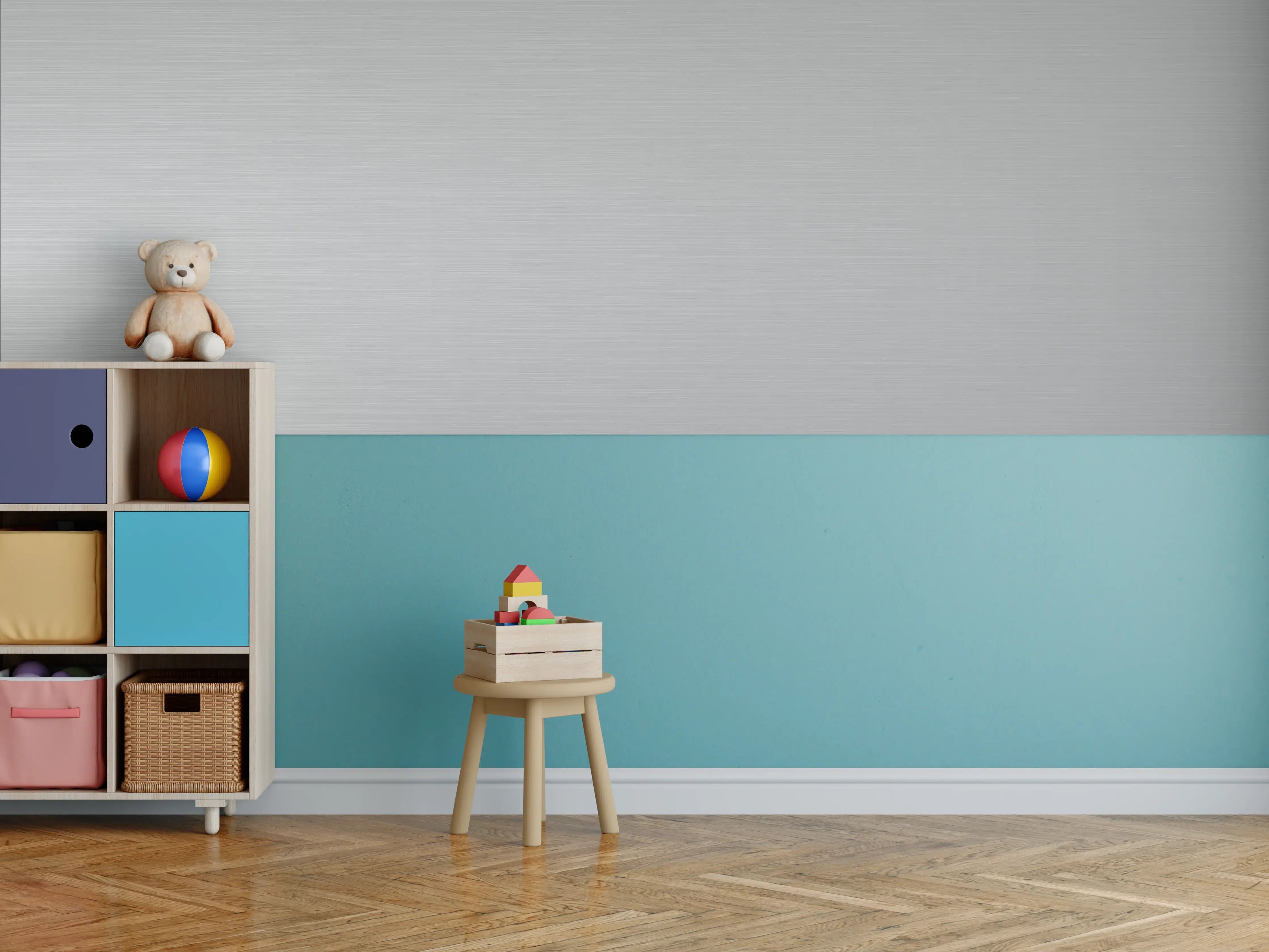 Kinderzimmer Wandgestaltung - Elegante Silber-Metalltextur