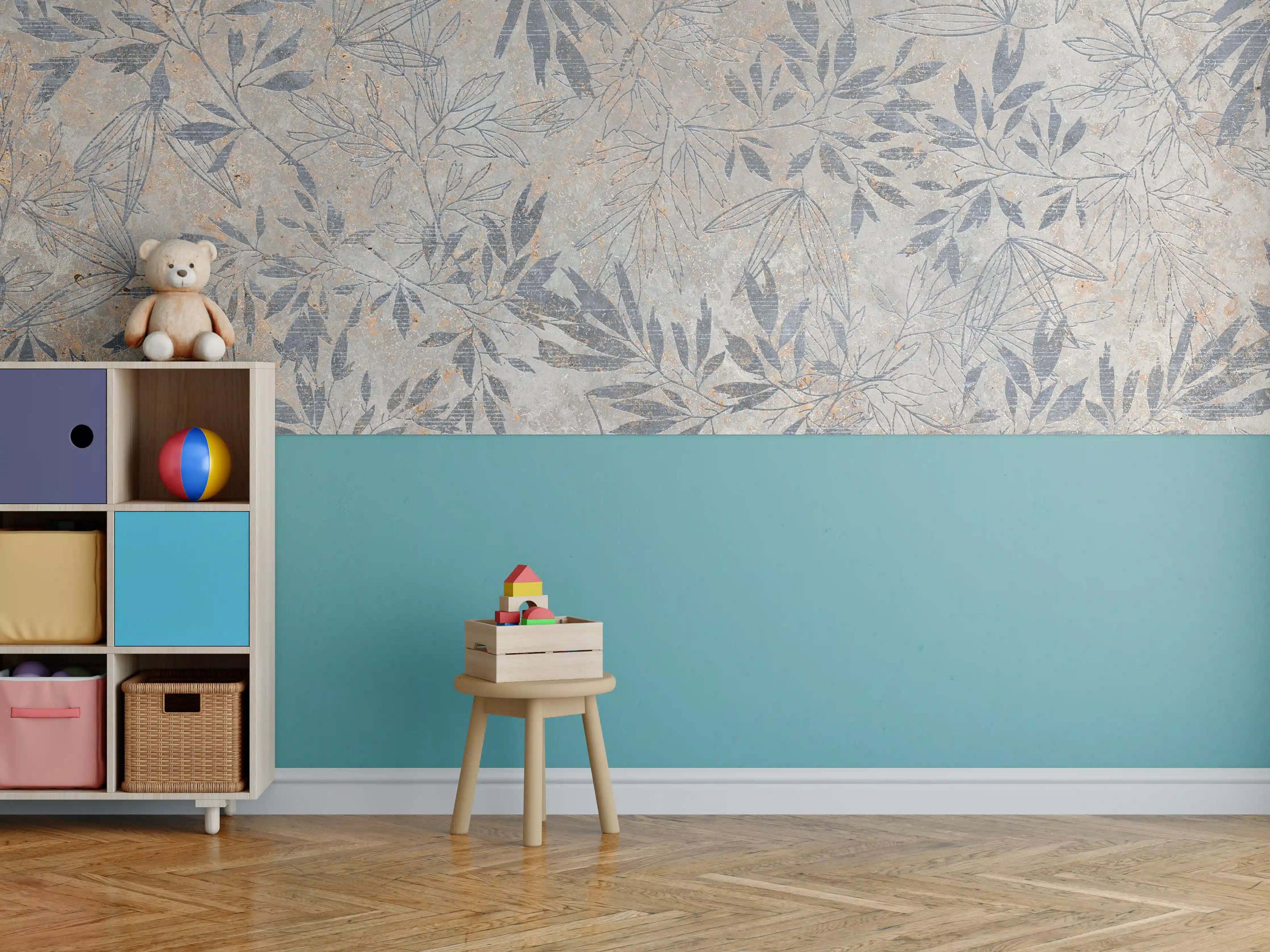 Kinderzimmer Wandgestaltung - Elegante Stein-Textur in dezenten Naturtönen