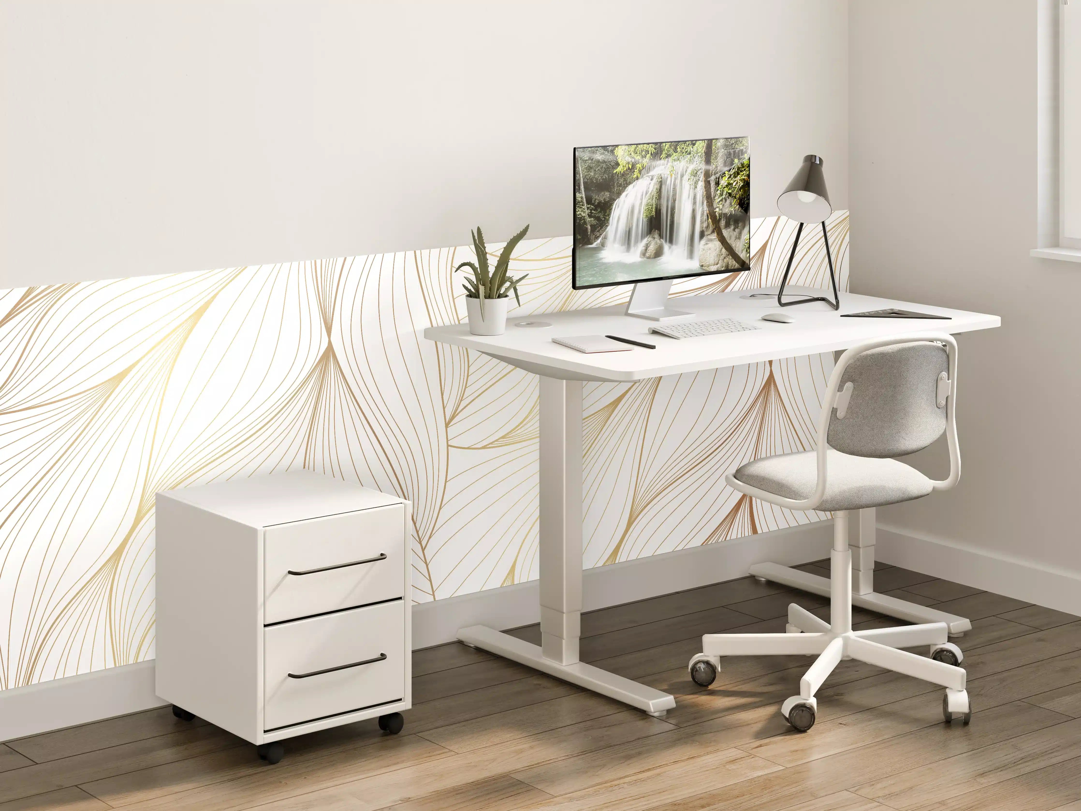 Kinderzimmer Wandgestaltung - Elegante Weiß-Beige Wellenlinien