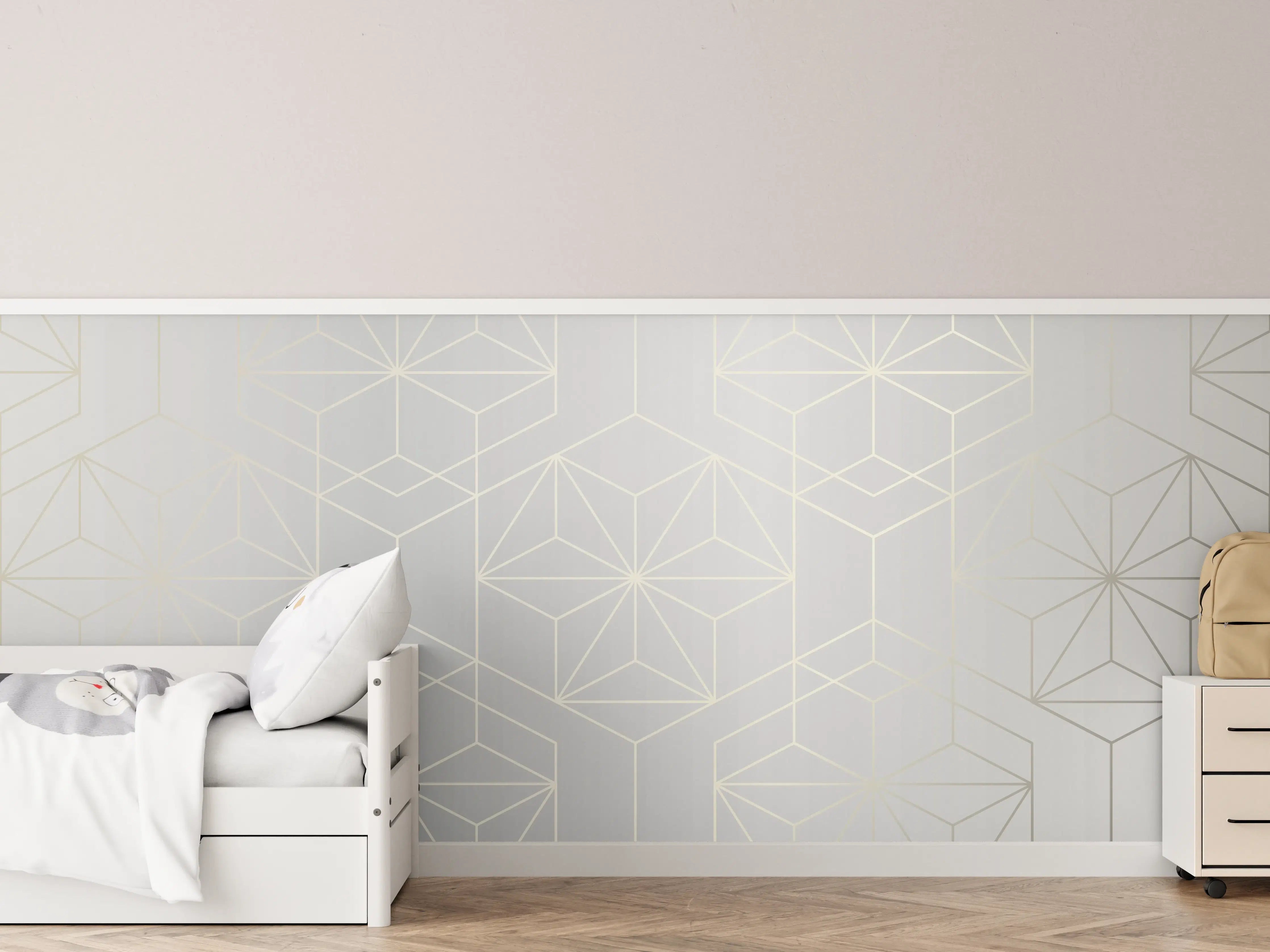 Kinderzimmer Wandgestaltung - Elegante Weiß-Grau-Geometrie
