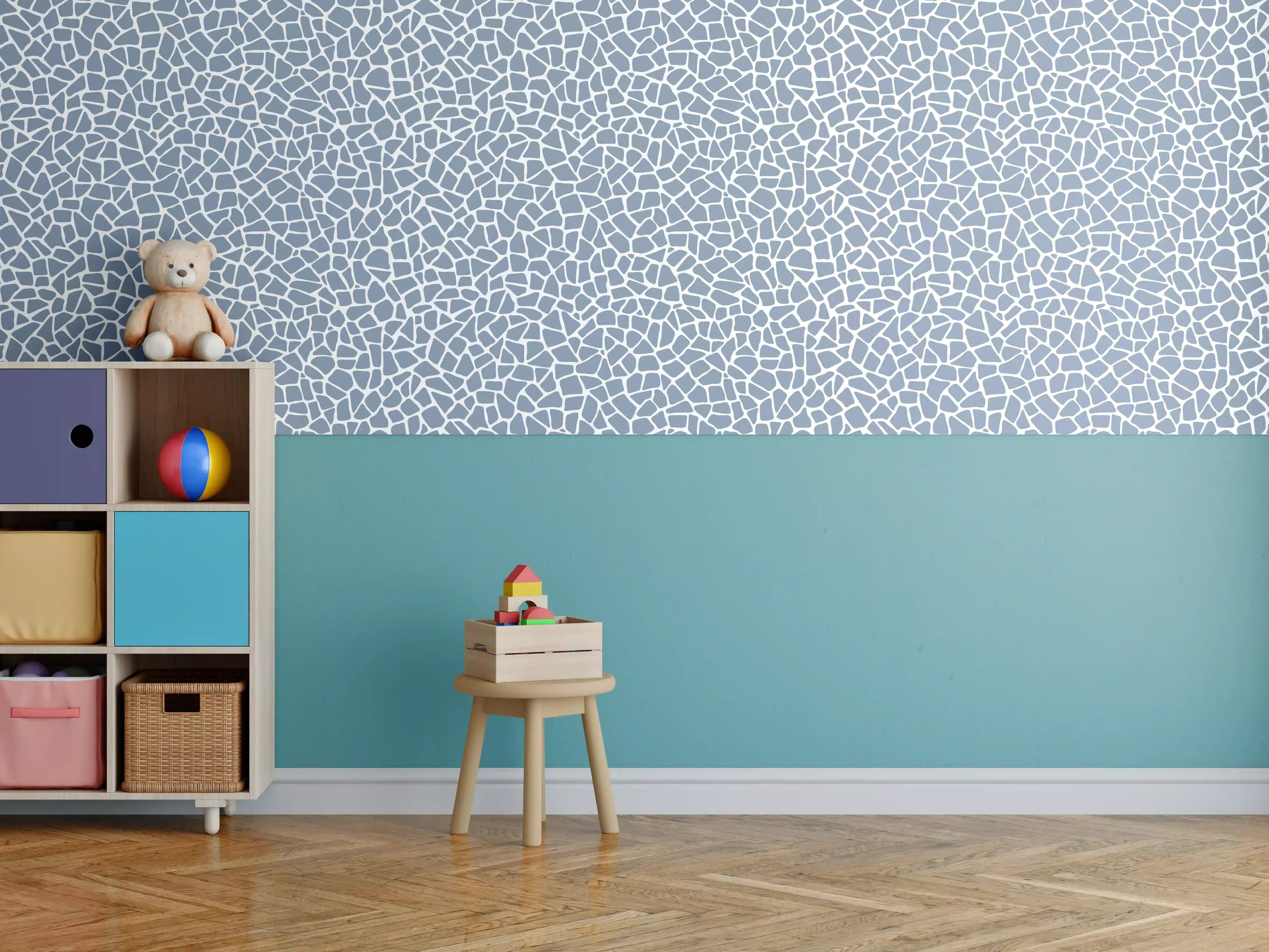 Kinderzimmer Wandgestaltung - Elegante Weiß-Grau Marmor-Textur mit feinen Graunuancen