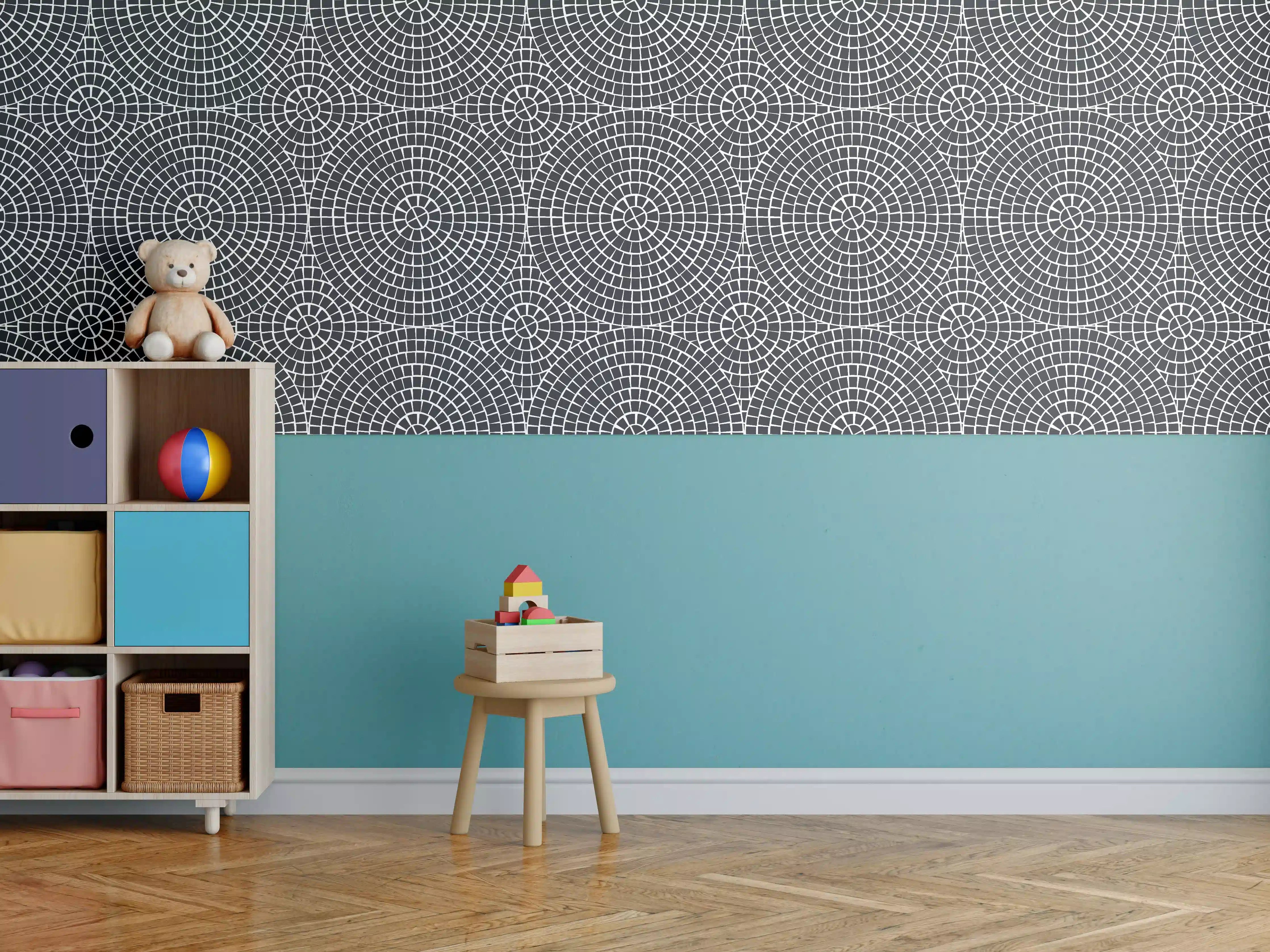 Kinderzimmer Wandgestaltung - Elegante weiße Marmor-Textur mit sanften Graunuancen