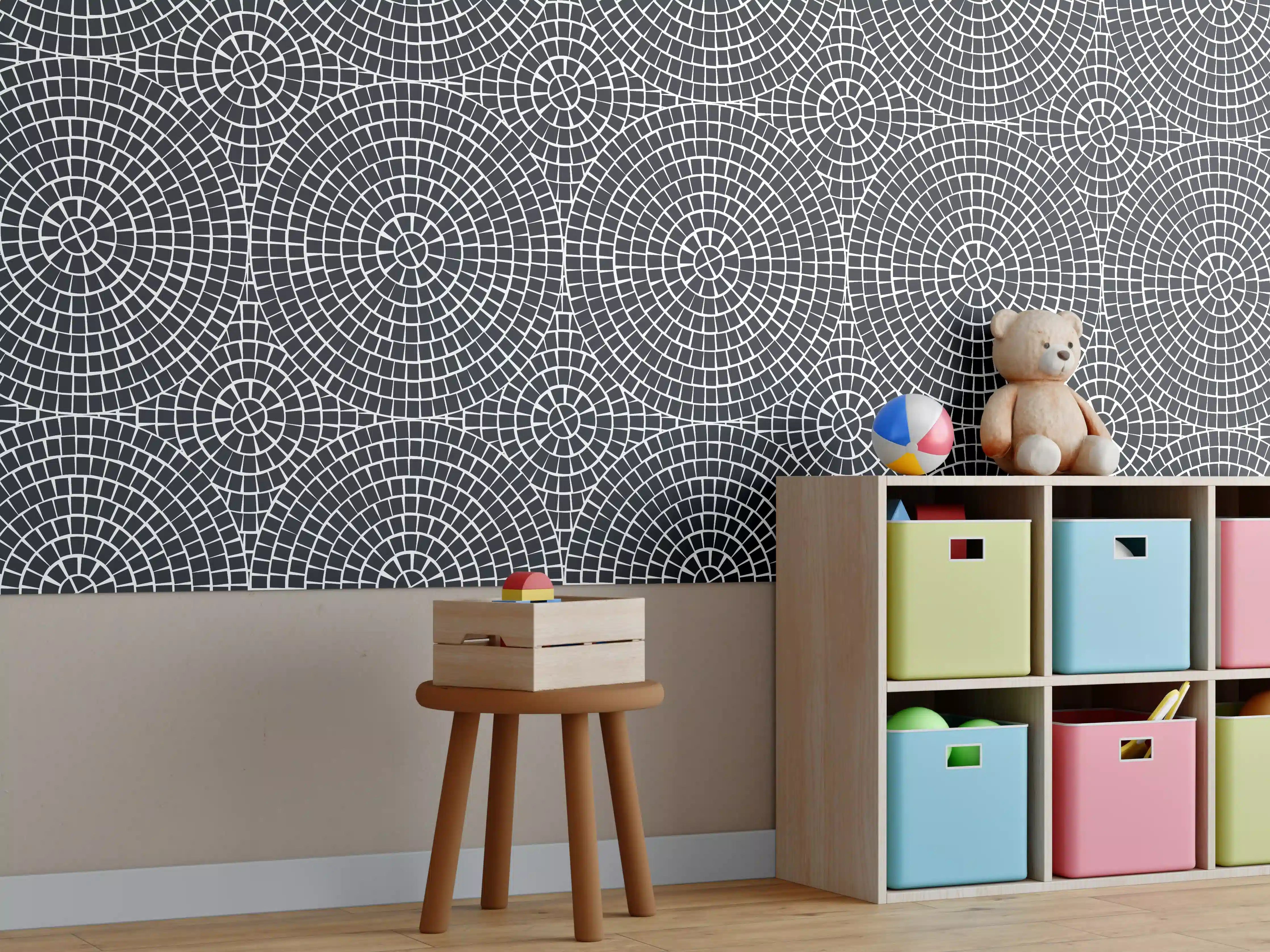 Kinderzimmer Wandgestaltung - Elegante weiße Marmor-Textur mit sanften Graunuancen