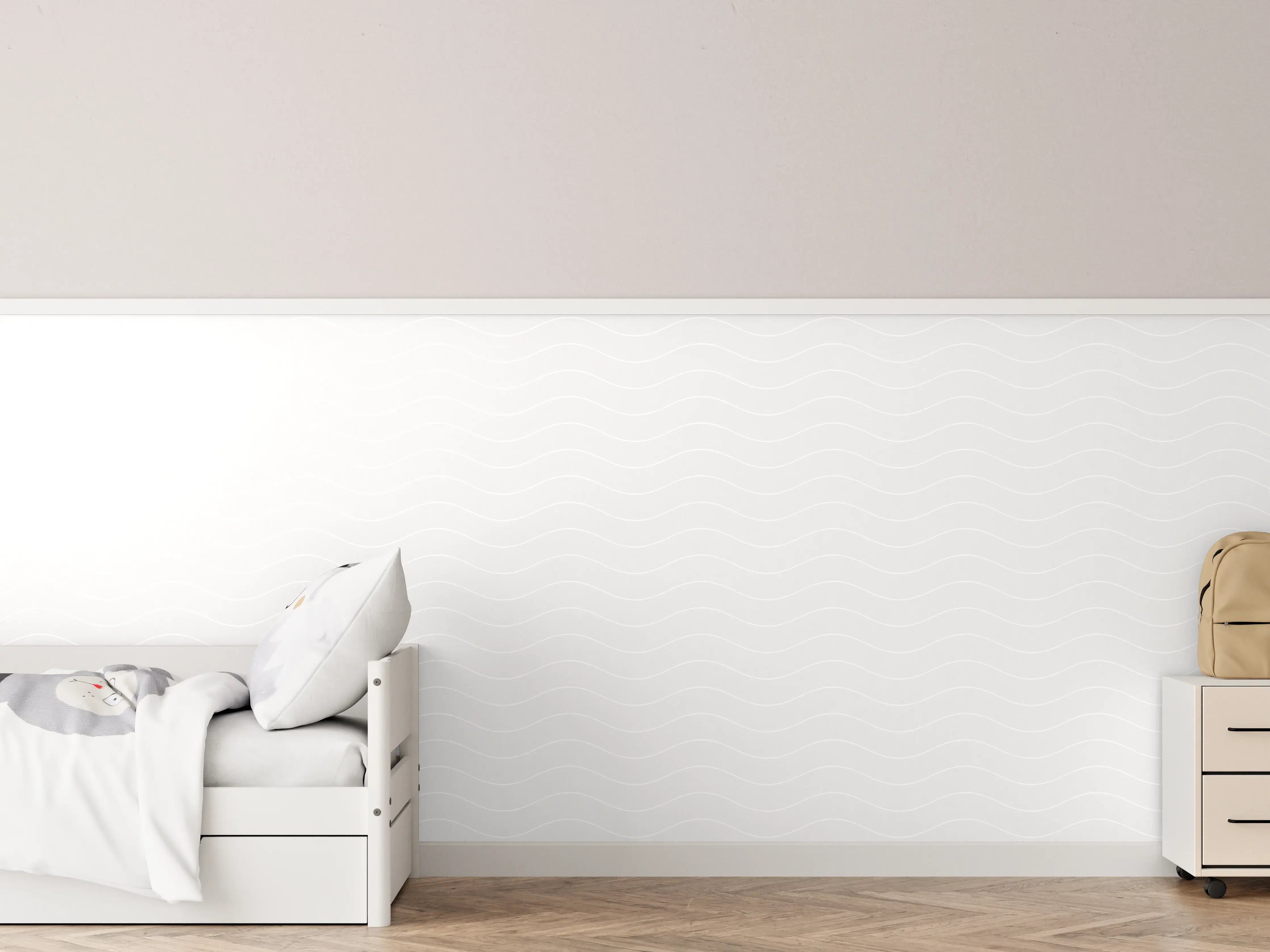 Kinderzimmer Wandgestaltung - Elegante weiße Wand mit zarten Graunuancen