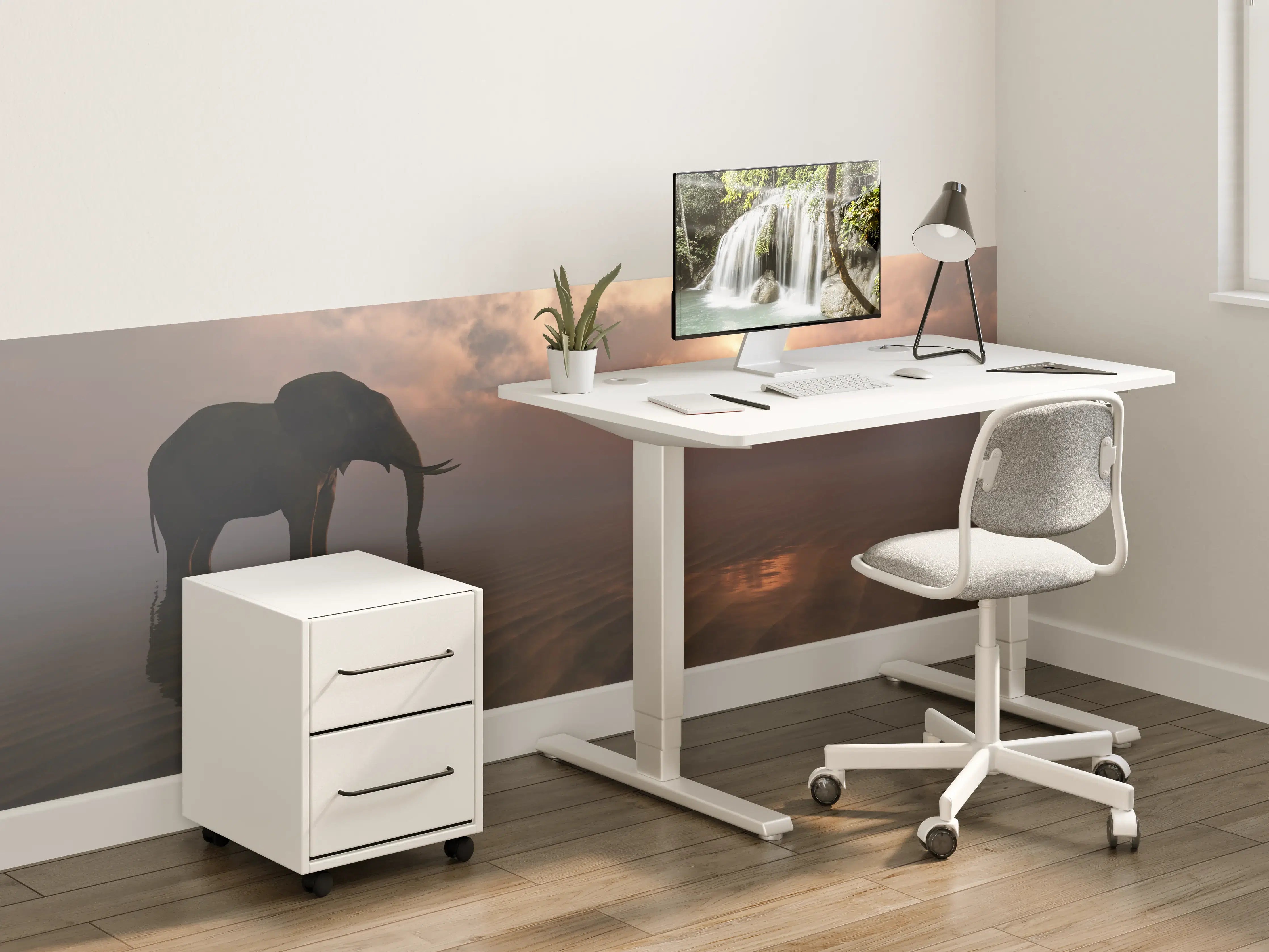 Kinderzimmer Wandgestaltung - Eleganter Elefant im Sonnenuntergang