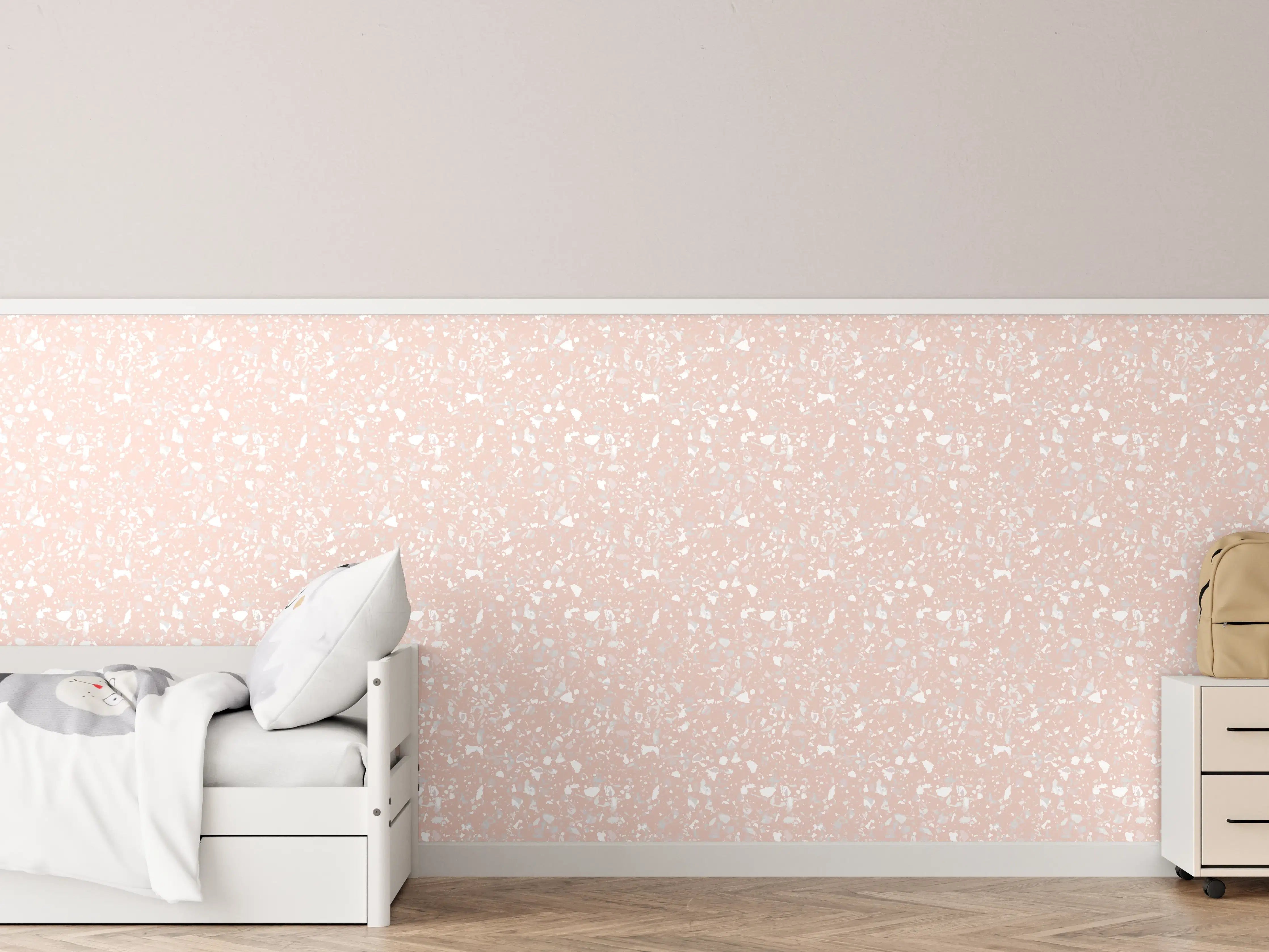 Kinderzimmer Wandgestaltung - Eleganter Weiß-Grau-Marmor mit feinen Graunuancen