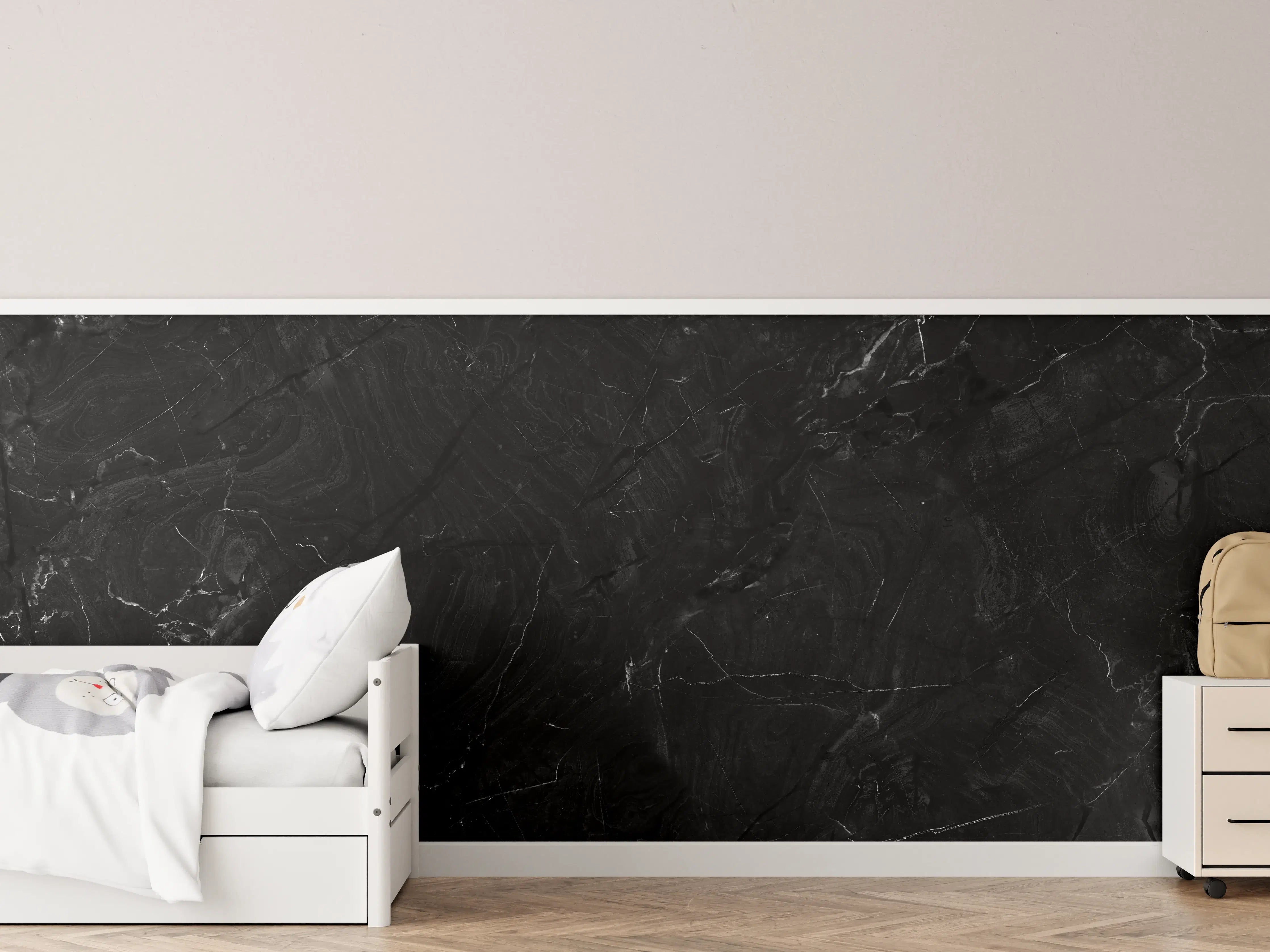 Kinderzimmer Wandgestaltung - Eleganter schwarzer Marmor