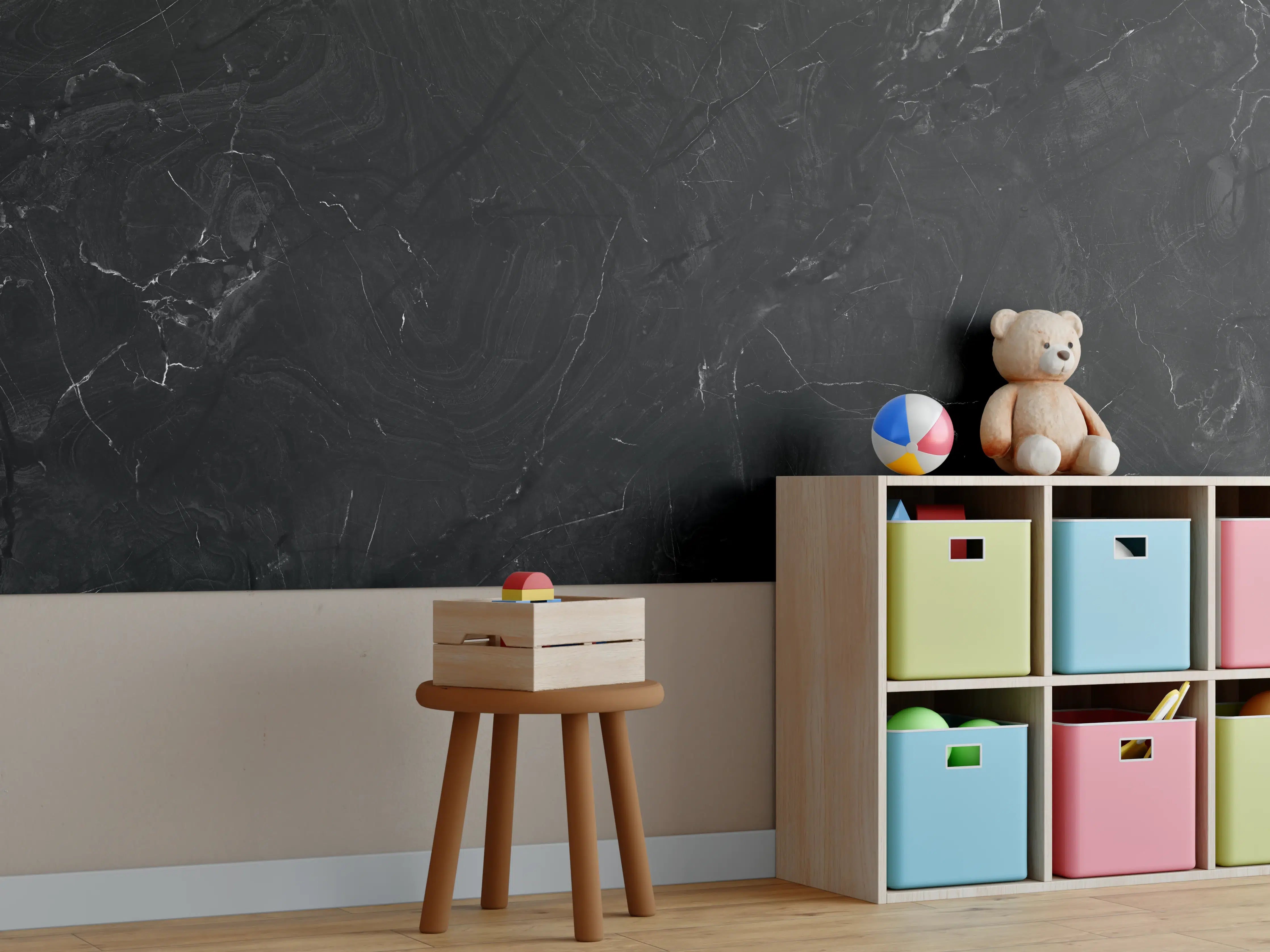 Kinderzimmer Wandgestaltung - Eleganter schwarzer Marmor