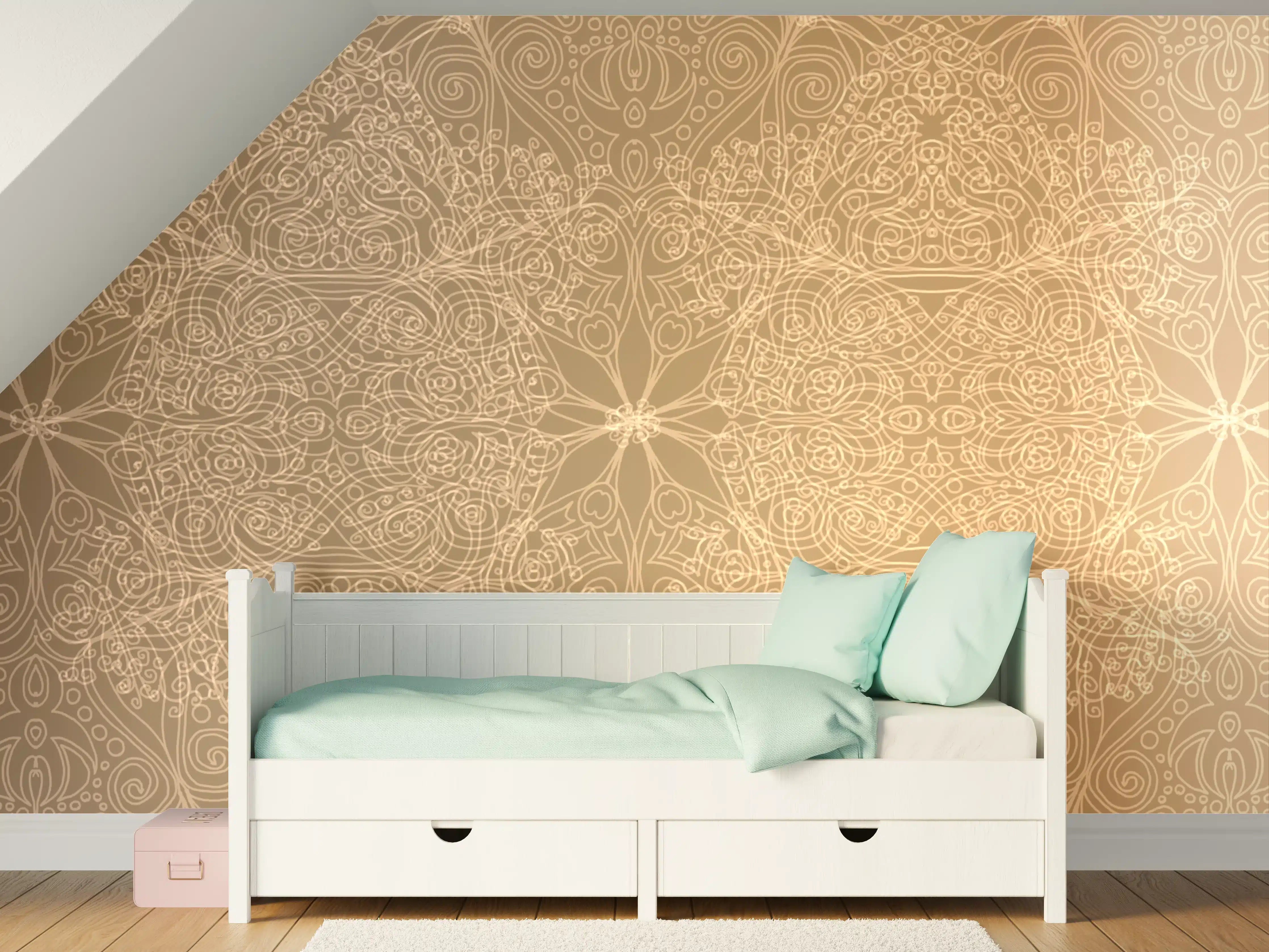 Kinderzimmer Wandgestaltung - Elegantes Gold-Design mit Muster