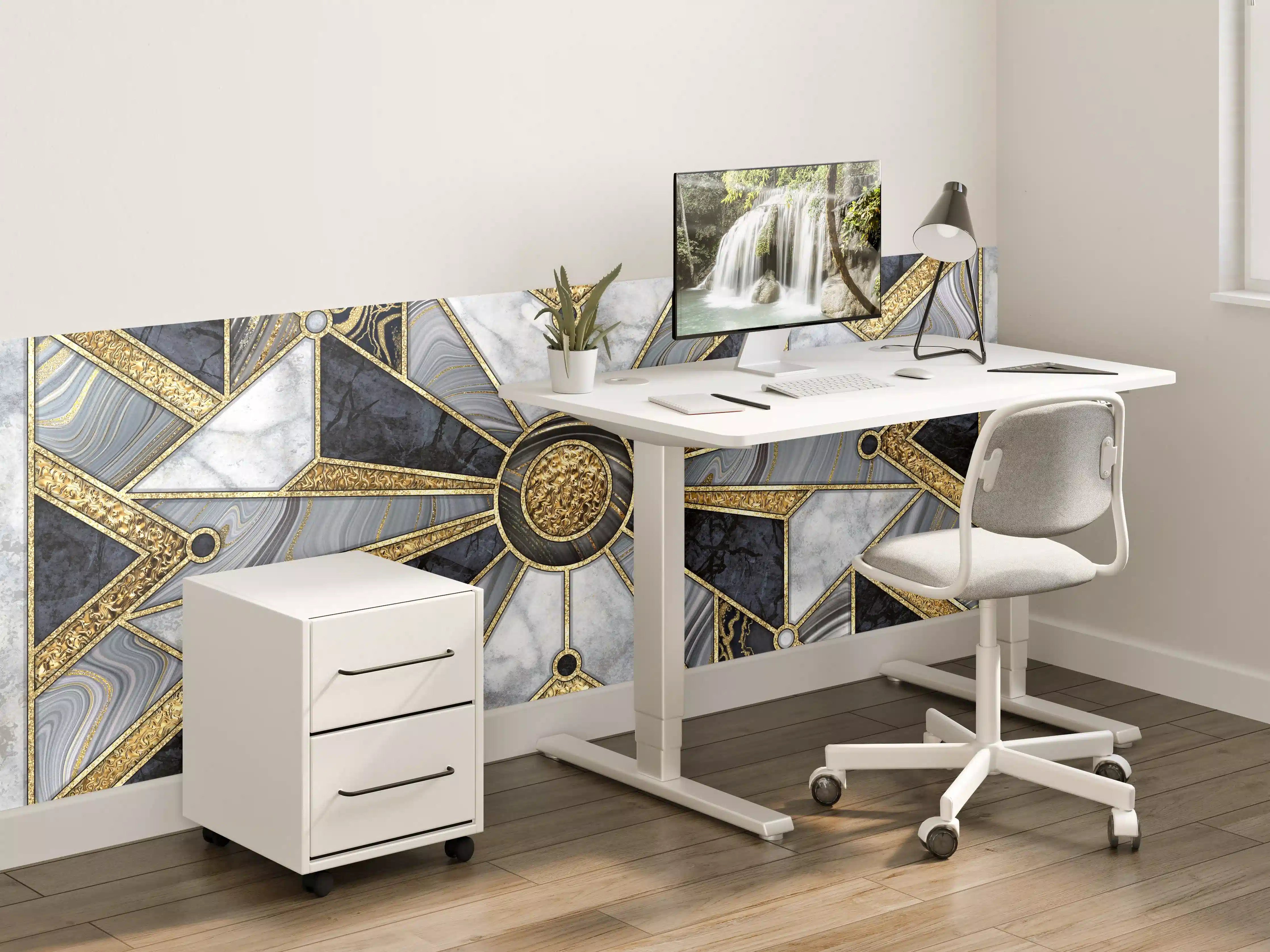 Kinderzimmer Wandgestaltung - Elegantes Marmor-Design mit Goldakzenten