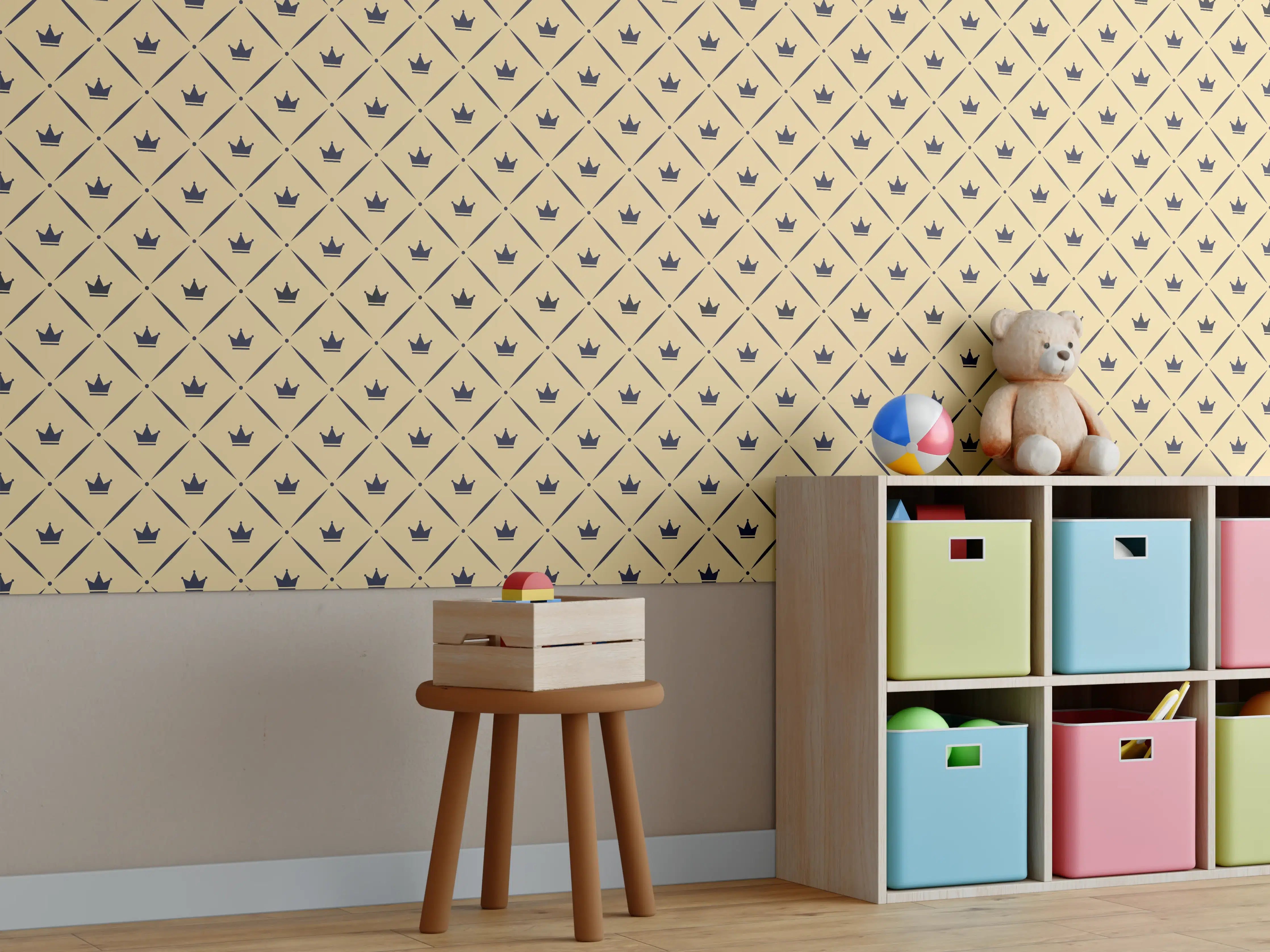 Kinderzimmer Wandgestaltung - Elegantes Muster mit schwarzem Akzent auf Beige